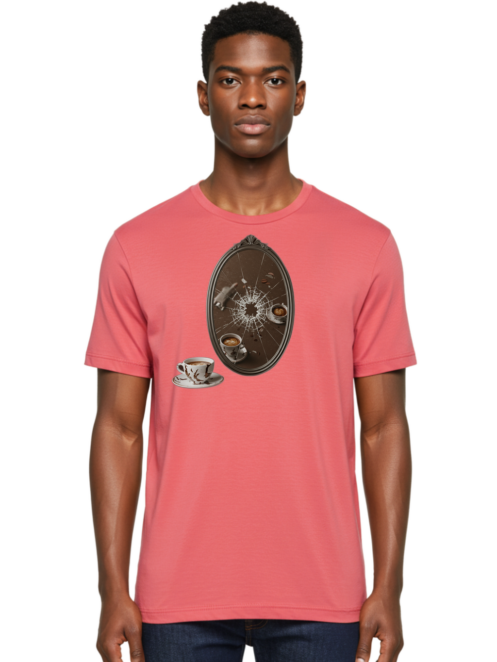 Broken-Mirror-Coffee Men'S Graphic Tee, 100% Cotton, Comfortable Casual Summer Wear, Machine Washable, Vintage Camera, Old Camera, Antique Camera, Black Camera, Classic Photography, Photography Equipment, Nostalgic Device, Film Camera, Bao150