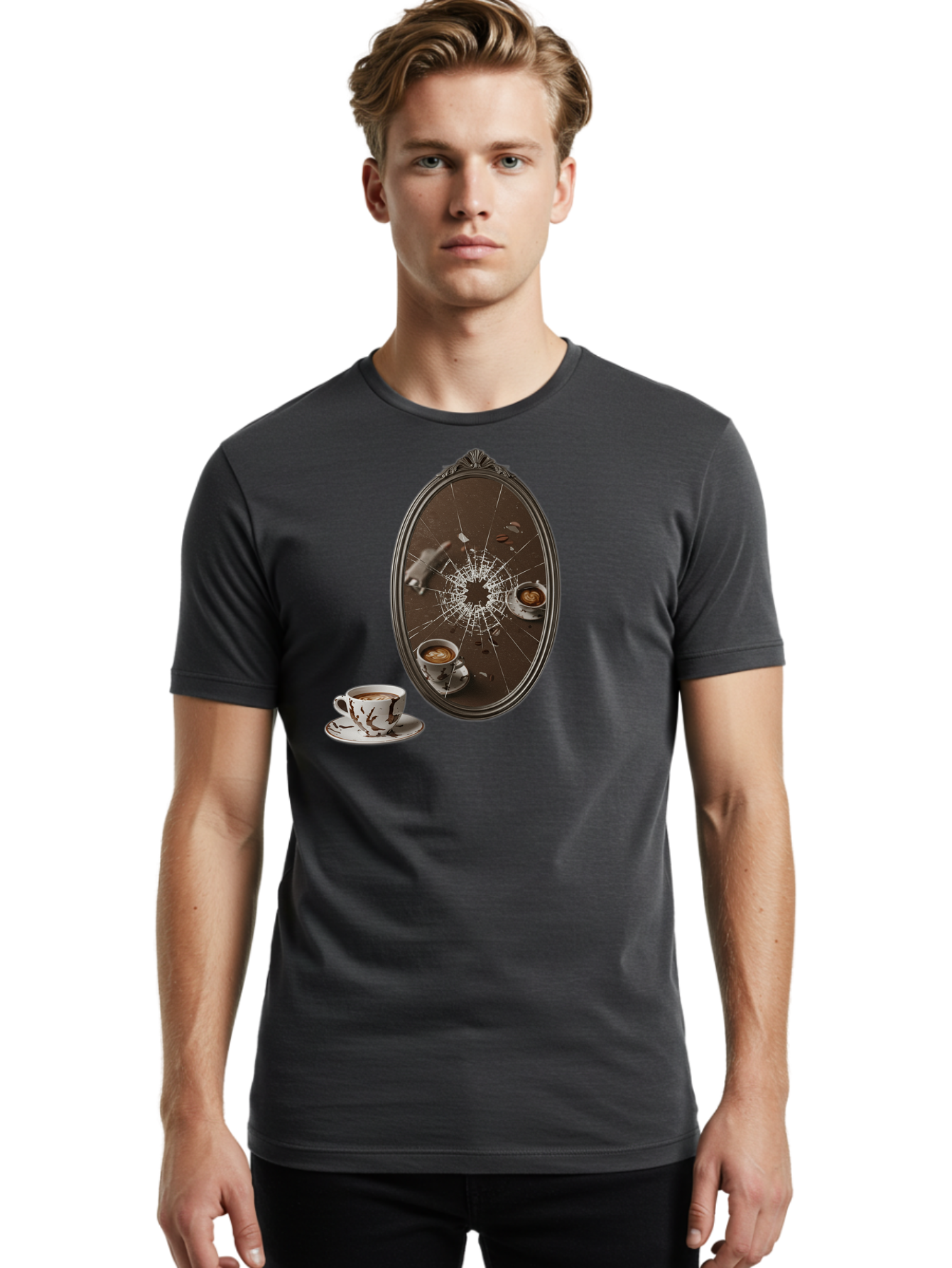 Broken-Mirror-Coffee Men'S Graphic Tee, 100% Cotton, Comfortable Casual Summer Wear, Machine Washable, Vintage Camera, Old Camera, Antique Camera, Black Camera, Classic Photography, Photography Equipment, Nostalgic Device, Film Camera, Bao150