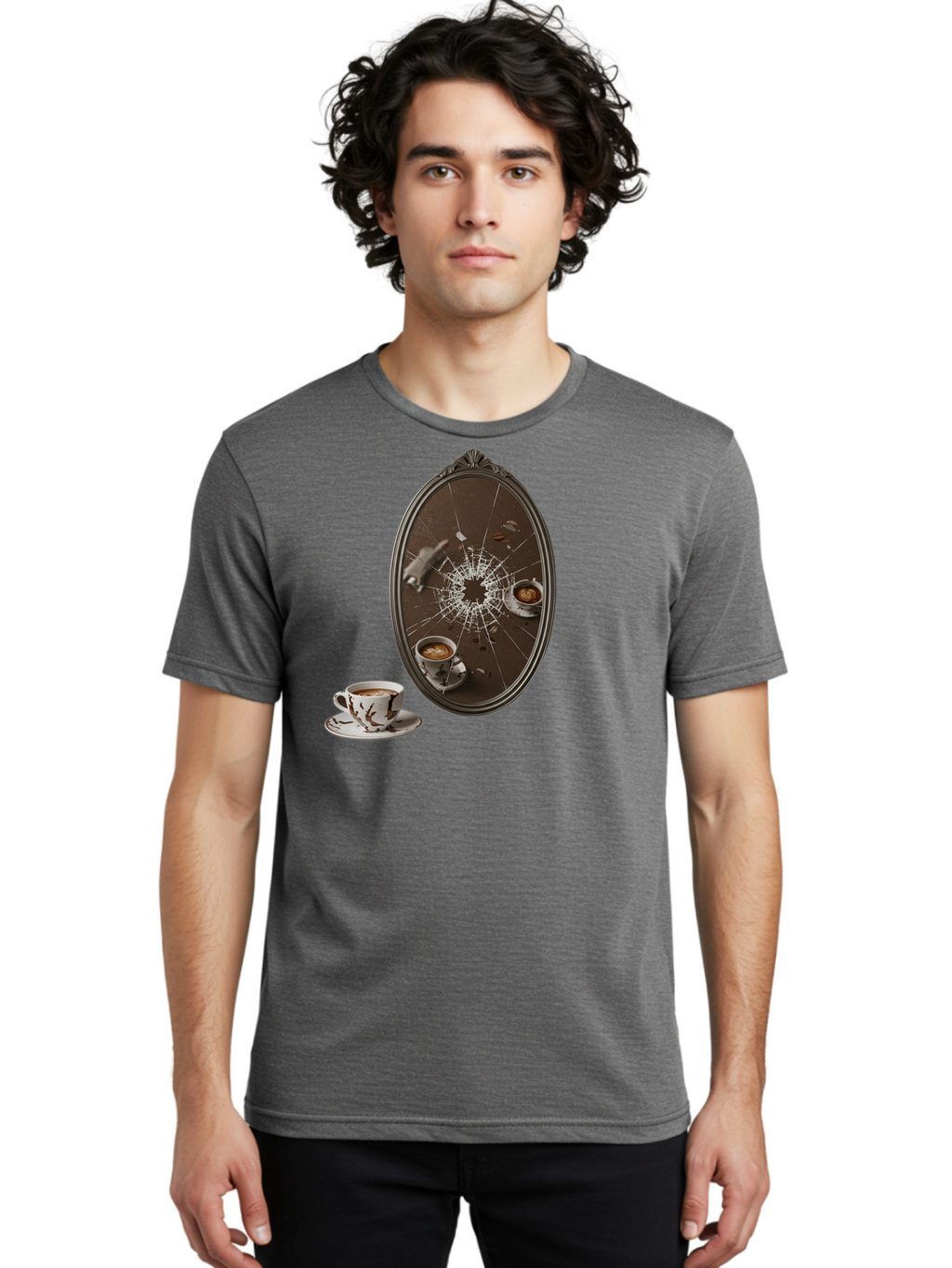 Broken-Mirror-Coffee Men'S Graphic Tee, 100% Cotton, Comfortable Casual Summer Wear, Machine Washable, Vintage Camera, Old Camera, Antique Camera, Black Camera, Classic Photography, Photography Equipment, Nostalgic Device, Film Camera, Bao150