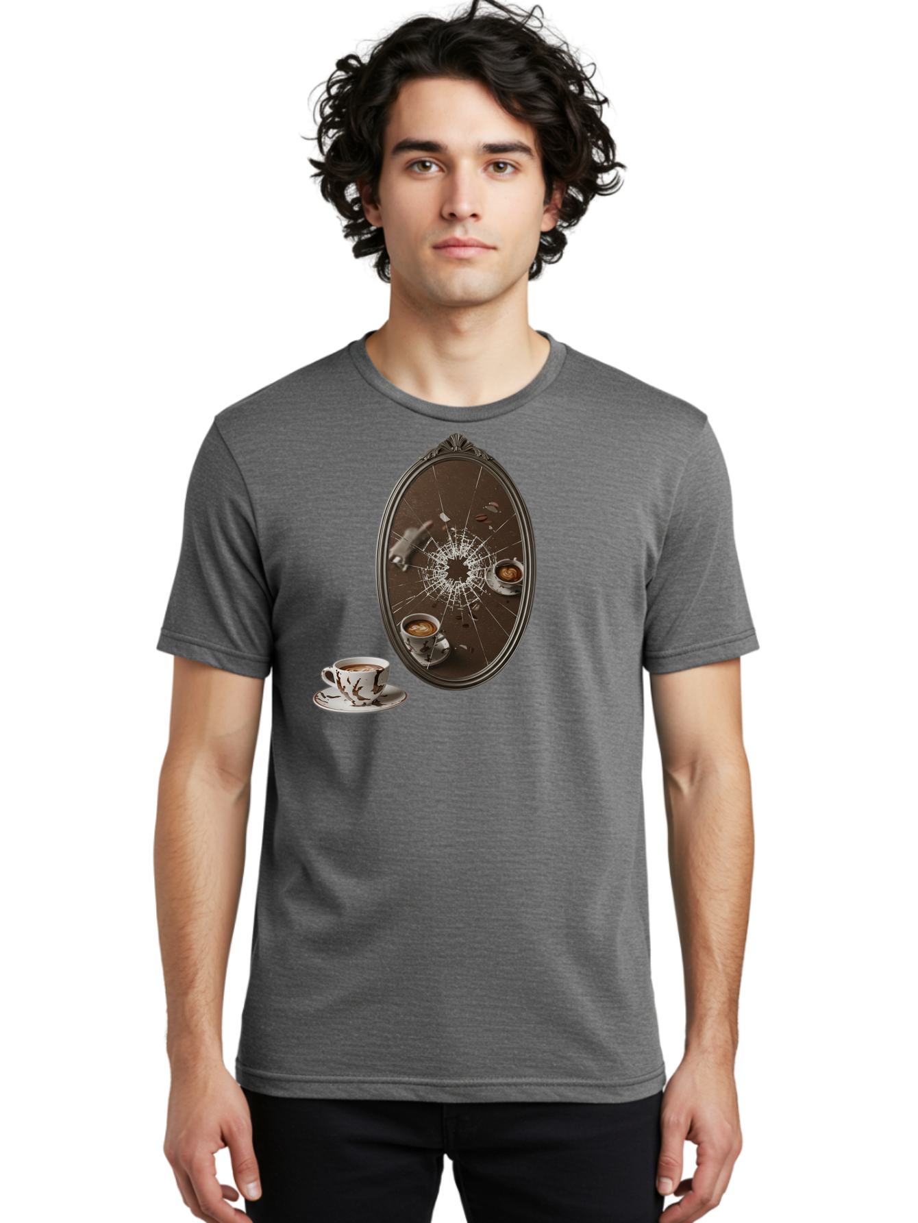 Broken-Mirror-Coffee Men'S Graphic Tee, 100% Cotton, Comfortable Casual Summer Wear, Machine Washable, Vintage Camera, Old Camera, Antique Camera, Black Camera, Classic Photography, Photography Equipment, Nostalgic Device, Film Camera, Bao150