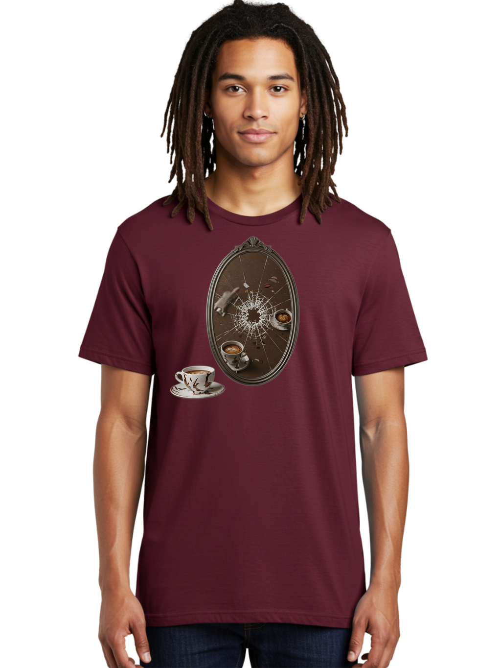 Broken-Mirror-Coffee Men'S Graphic Tee, 100% Cotton, Comfortable Casual Summer Wear, Machine Washable, Vintage Camera, Old Camera, Antique Camera, Black Camera, Classic Photography, Photography Equipment, Nostalgic Device, Film Camera, Bao150