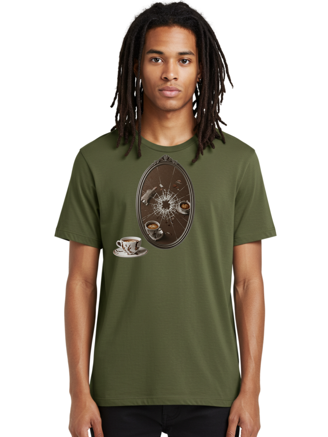 Broken-Mirror-Coffee Men'S Graphic Tee, 100% Cotton, Comfortable Casual Summer Wear, Machine Washable, Vintage Camera, Old Camera, Antique Camera, Black Camera, Classic Photography, Photography Equipment, Nostalgic Device, Film Camera, Bao150