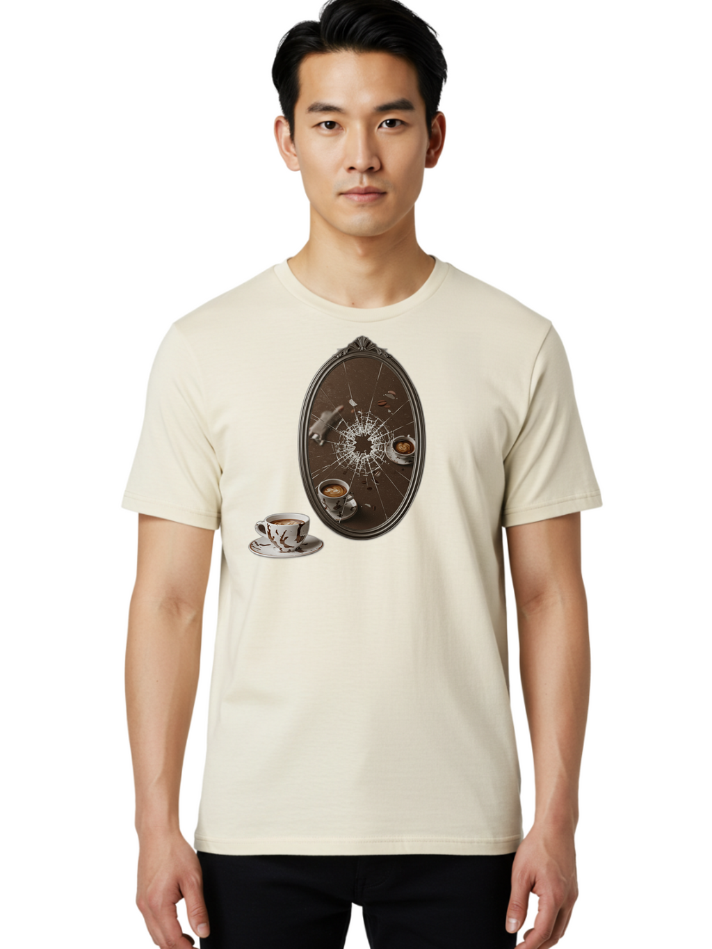 Broken-Mirror-Coffee Men'S Graphic Tee, 100% Cotton, Comfortable Casual Summer Wear, Machine Washable, Vintage Camera, Old Camera, Antique Camera, Black Camera, Classic Photography, Photography Equipment, Nostalgic Device, Film Camera, Bao150