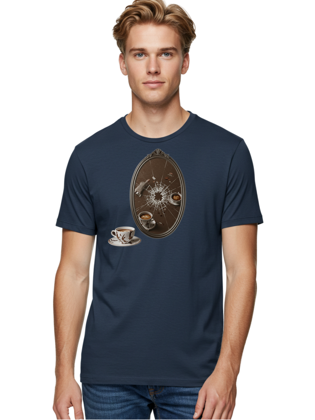Broken-Mirror-Coffee Men'S Graphic Tee, 100% Cotton, Comfortable Casual Summer Wear, Machine Washable, Vintage Camera, Old Camera, Antique Camera, Black Camera, Classic Photography, Photography Equipment, Nostalgic Device, Film Camera, Bao150