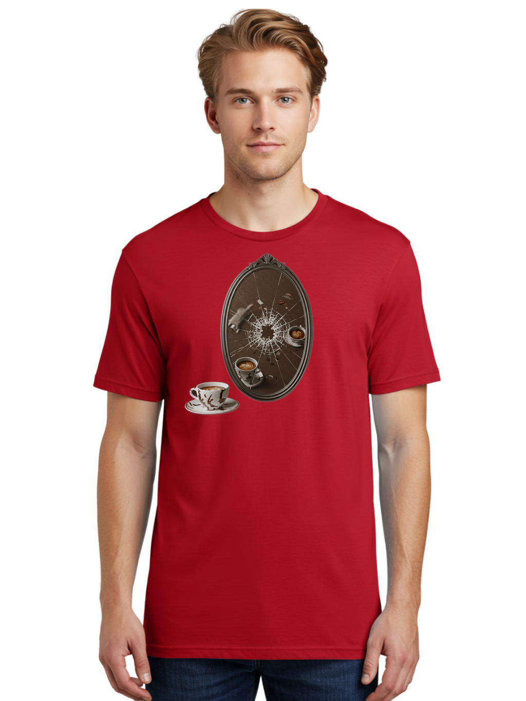 Broken-Mirror-Coffee Men'S Graphic Tee, 100% Cotton, Comfortable Casual Summer Wear, Machine Washable, Vintage Camera, Old Camera, Antique Camera, Black Camera, Classic Photography, Photography Equipment, Nostalgic Device, Film Camera, Bao150