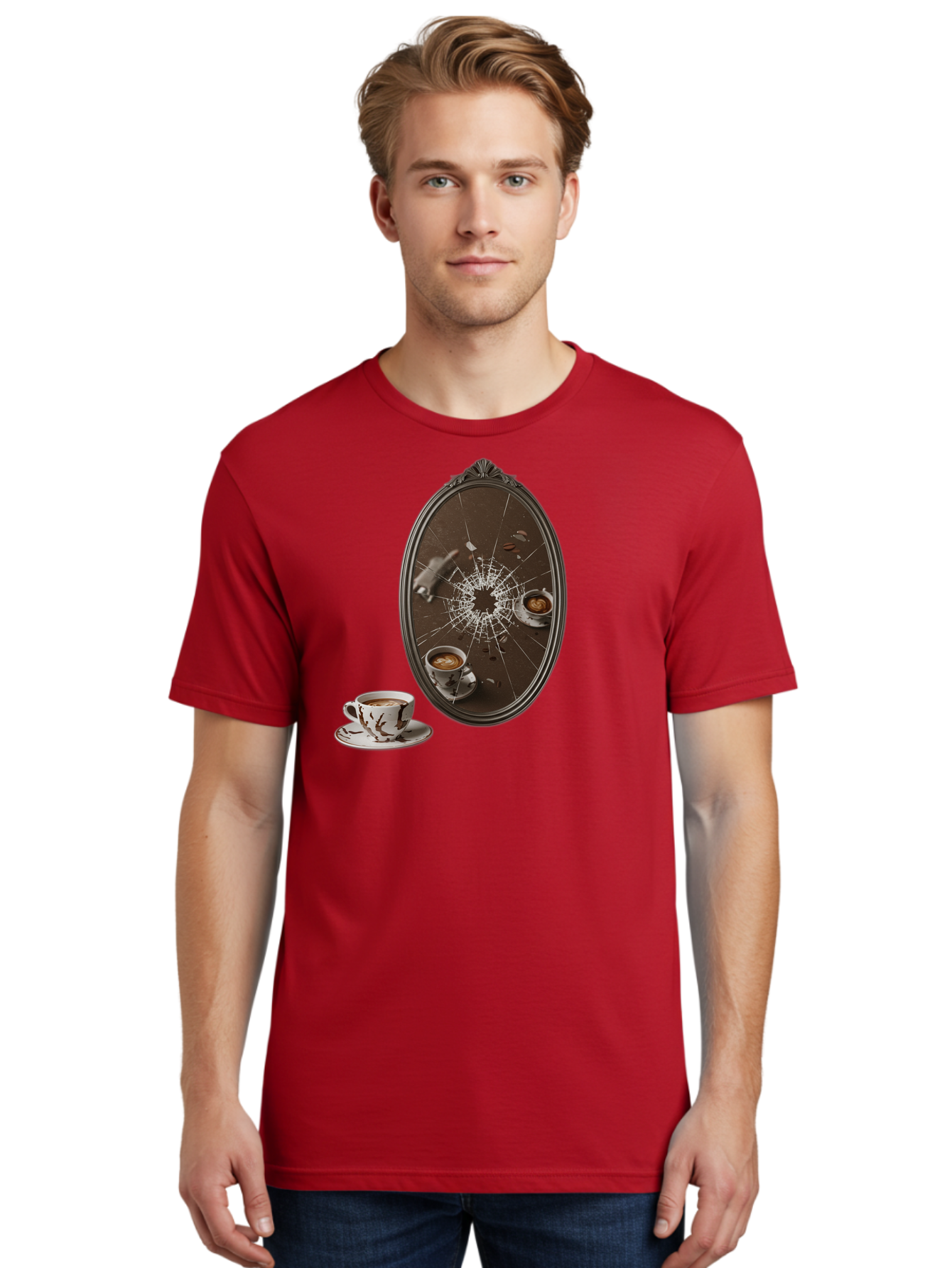 Broken-Mirror-Coffee Men'S Graphic Tee, 100% Cotton, Comfortable Casual Summer Wear, Machine Washable, Vintage Camera, Old Camera, Antique Camera, Black Camera, Classic Photography, Photography Equipment, Nostalgic Device, Film Camera, Bao150