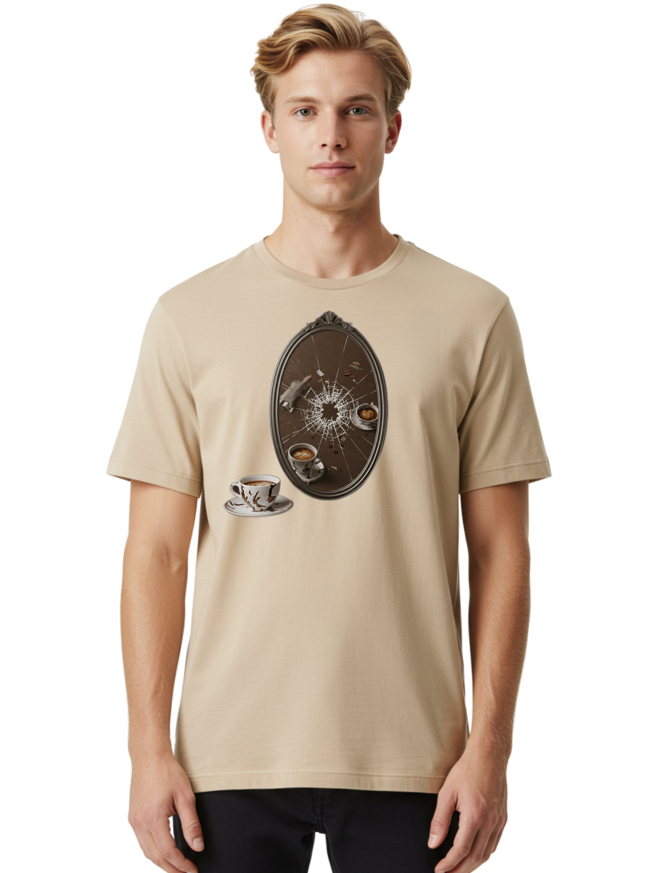 Broken-Mirror-Coffee Men'S Graphic Tee, 100% Cotton, Comfortable Casual Summer Wear, Machine Washable, Vintage Camera, Old Camera, Antique Camera, Black Camera, Classic Photography, Photography Equipment, Nostalgic Device, Film Camera, Bao150