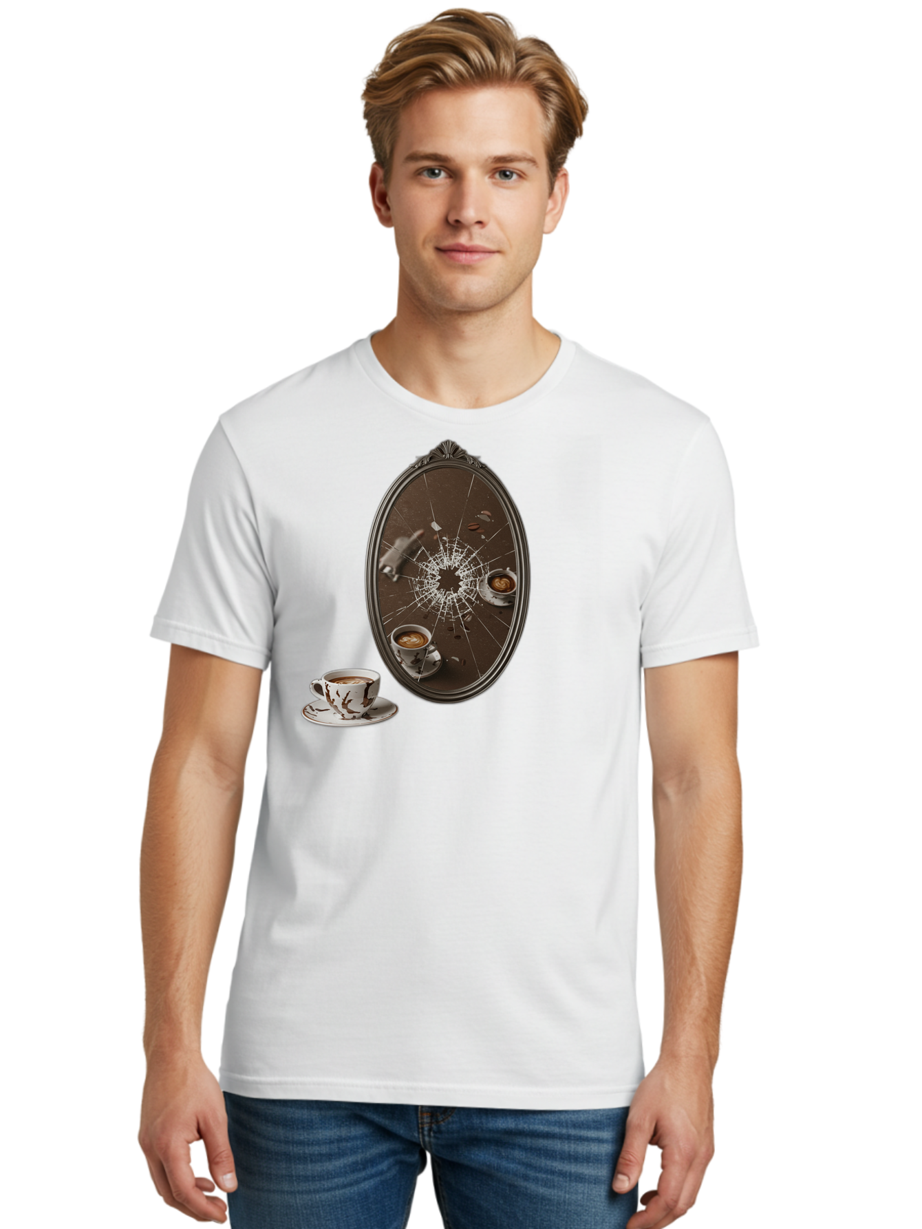 Broken-Mirror-Coffee Men'S Graphic Tee, 100% Cotton, Comfortable Casual Summer Wear, Machine Washable, Vintage Camera, Old Camera, Antique Camera, Black Camera, Classic Photography, Photography Equipment, Nostalgic Device, Film Camera, Bao150