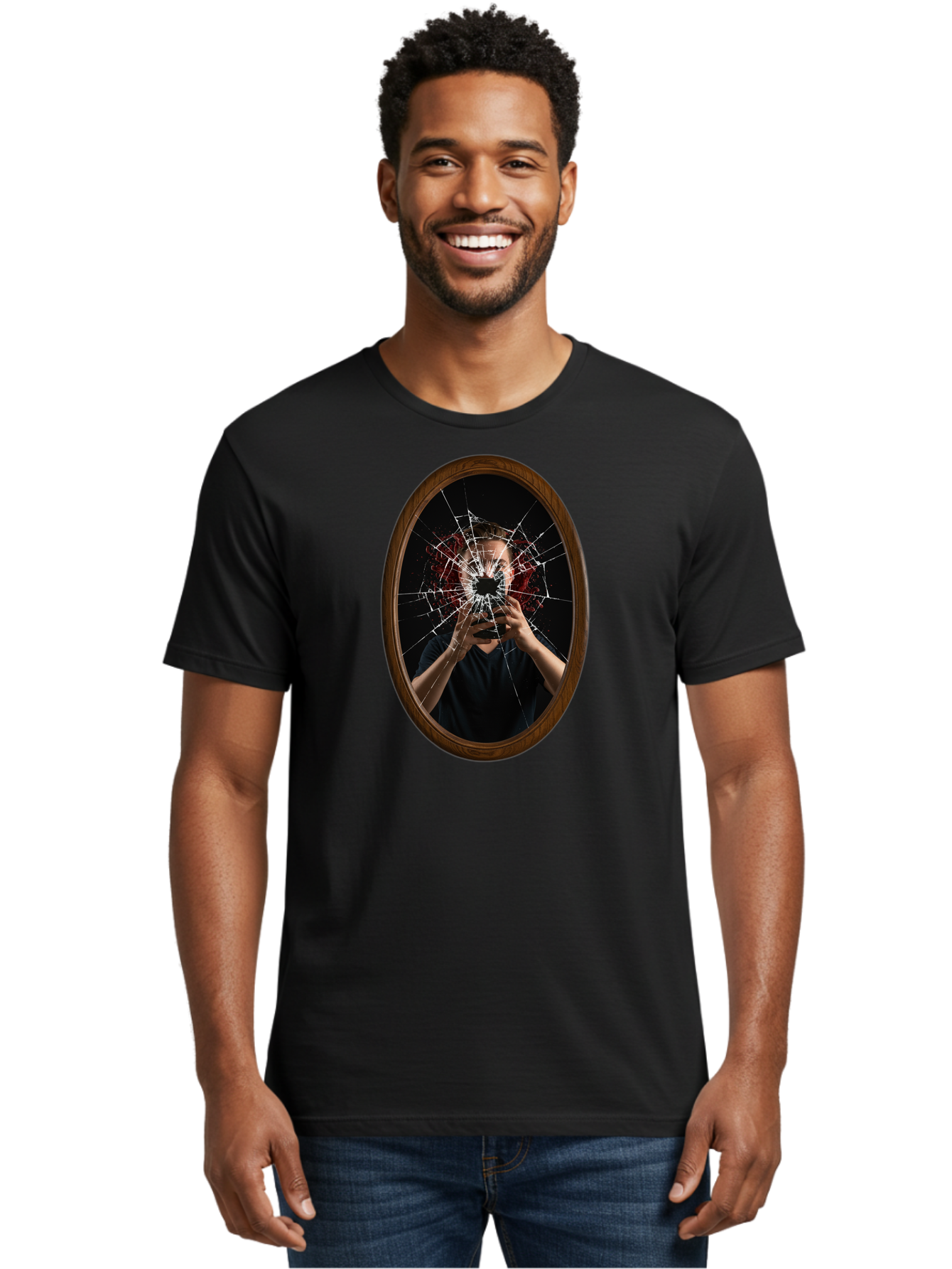 Broken-Mirror-Man Men'S Graphic Tee, 100% Cotton, Comfortable Casual Summer Wear, Machine Washable, Vintage Camera, Old Camera, Antique Camera, Black Camera, Classic Photography, Photography Equipment, Nostalgic Device, Film Camera, Camera Art Bao151