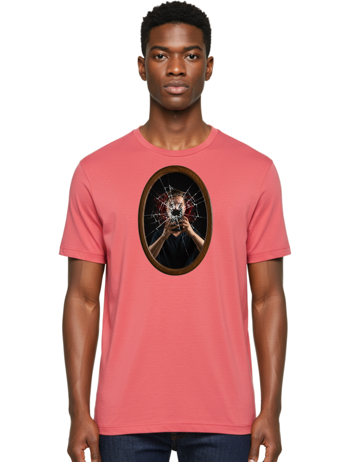 Broken-Mirror-Man Men'S Graphic Tee, 100% Cotton, Comfortable Casual Summer Wear, Machine Washable, Vintage Camera, Old Camera, Antique Camera, Black Camera, Classic Photography, Photography Equipment, Nostalgic Device, Film Camera, Camera Art Bao151