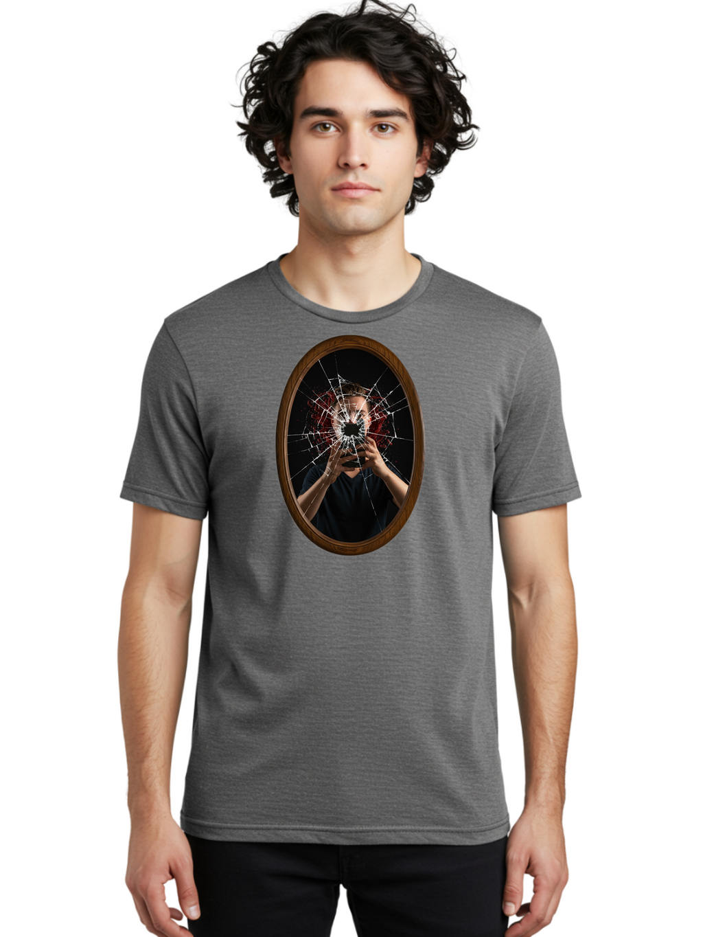 Broken-Mirror-Man Men'S Graphic Tee, 100% Cotton, Comfortable Casual Summer Wear, Machine Washable, Vintage Camera, Old Camera, Antique Camera, Black Camera, Classic Photography, Photography Equipment, Nostalgic Device, Film Camera, Camera Art Bao151
