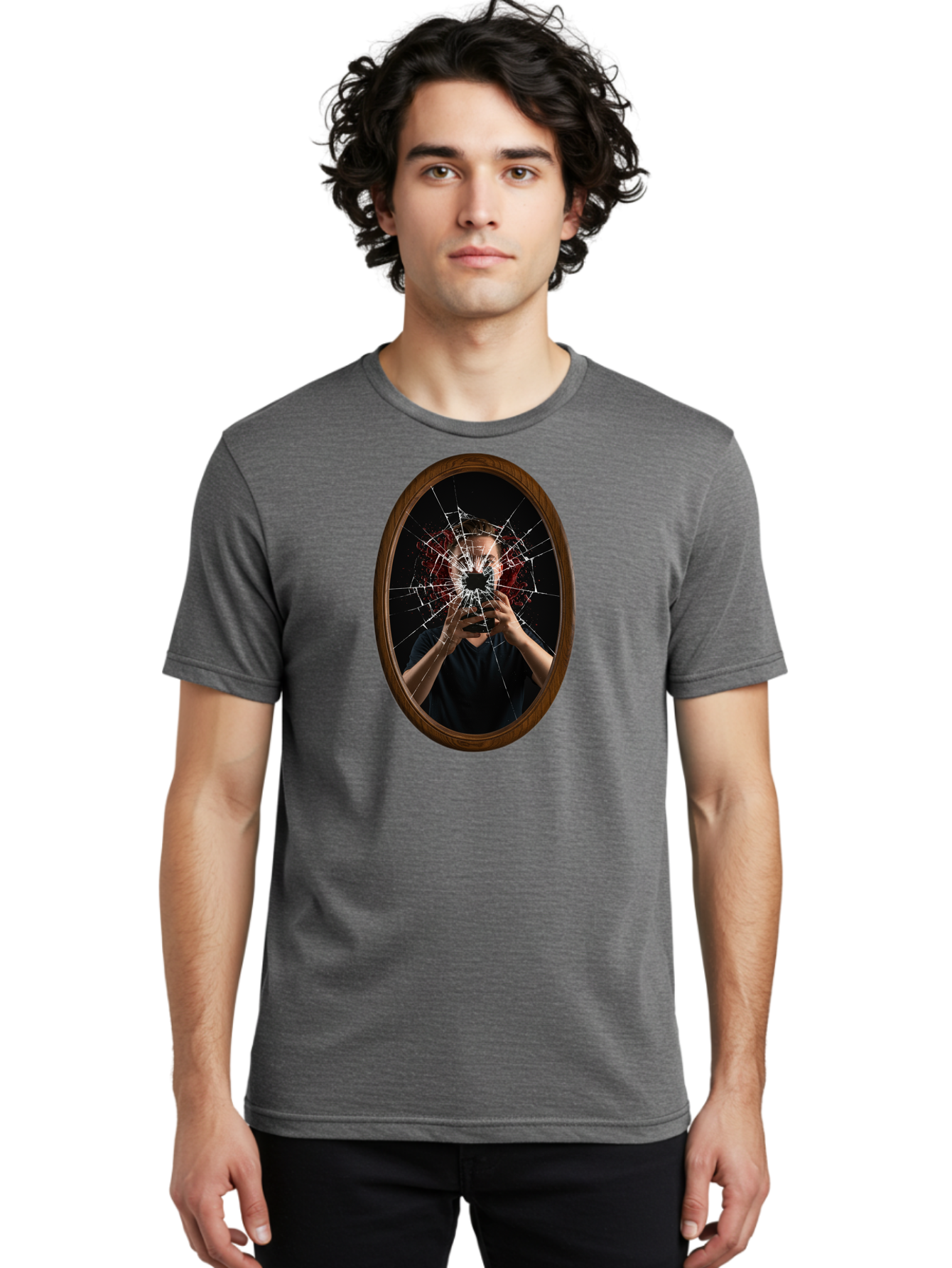 Broken-Mirror-Man Men'S Graphic Tee, 100% Cotton, Comfortable Casual Summer Wear, Machine Washable, Vintage Camera, Old Camera, Antique Camera, Black Camera, Classic Photography, Photography Equipment, Nostalgic Device, Film Camera, Camera Art Bao151