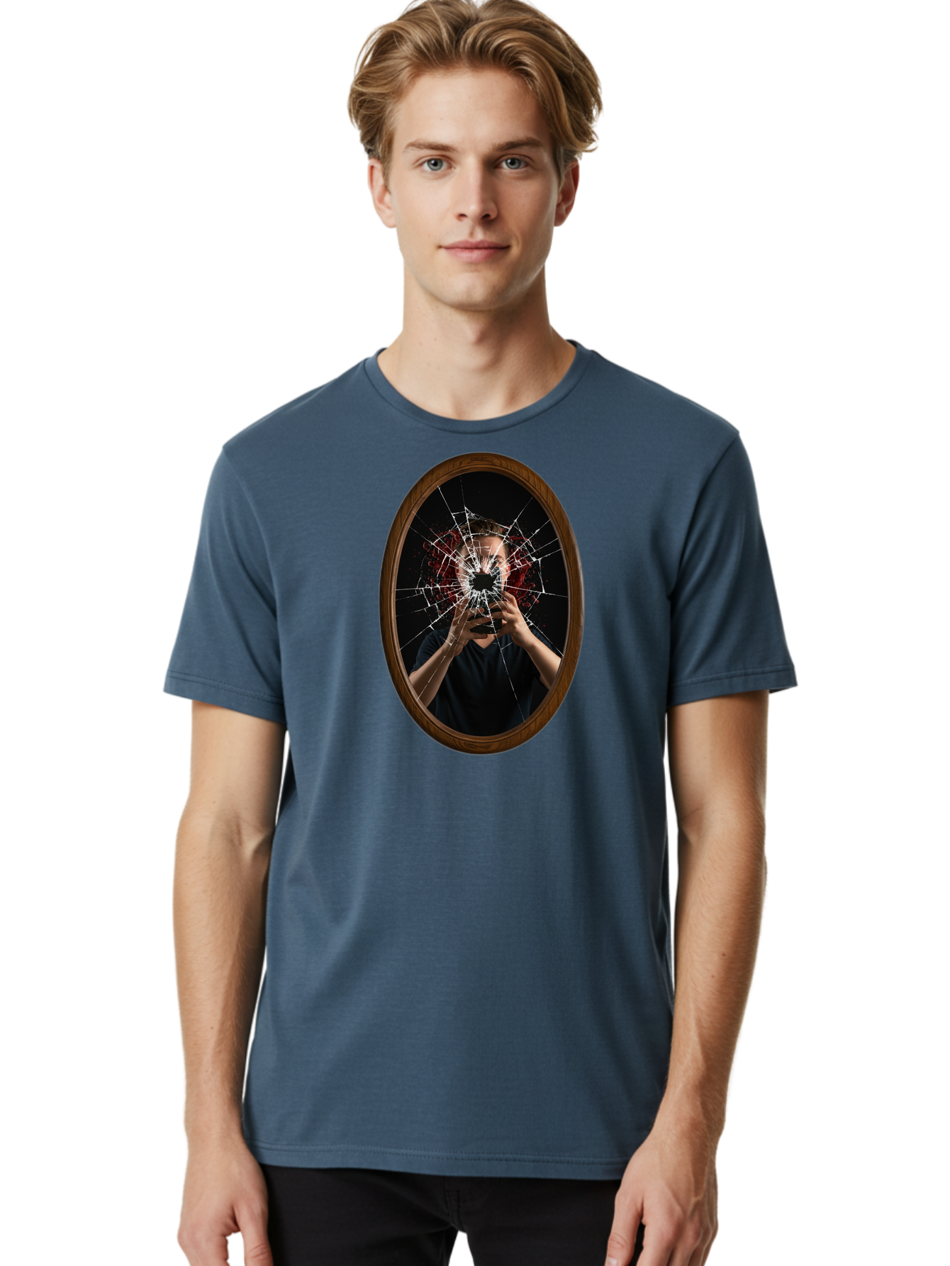 Broken-Mirror-Man Men'S Graphic Tee, 100% Cotton, Comfortable Casual Summer Wear, Machine Washable, Vintage Camera, Old Camera, Antique Camera, Black Camera, Classic Photography, Photography Equipment, Nostalgic Device, Film Camera, Camera Art Bao151