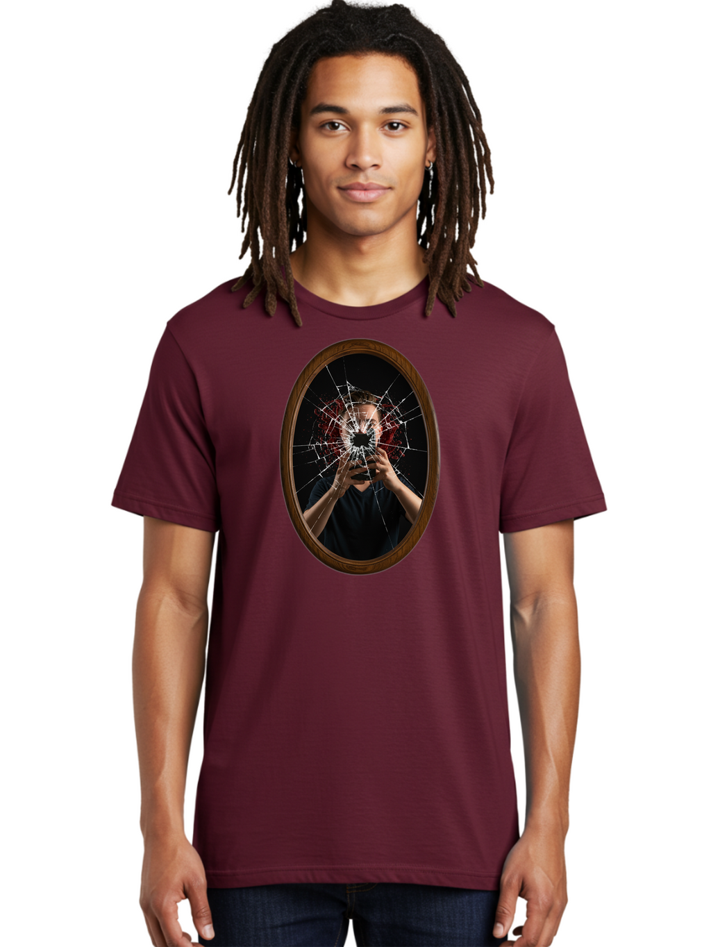 Broken-Mirror-Man Men'S Graphic Tee, 100% Cotton, Comfortable Casual Summer Wear, Machine Washable, Vintage Camera, Old Camera, Antique Camera, Black Camera, Classic Photography, Photography Equipment, Nostalgic Device, Film Camera, Camera Art Bao151