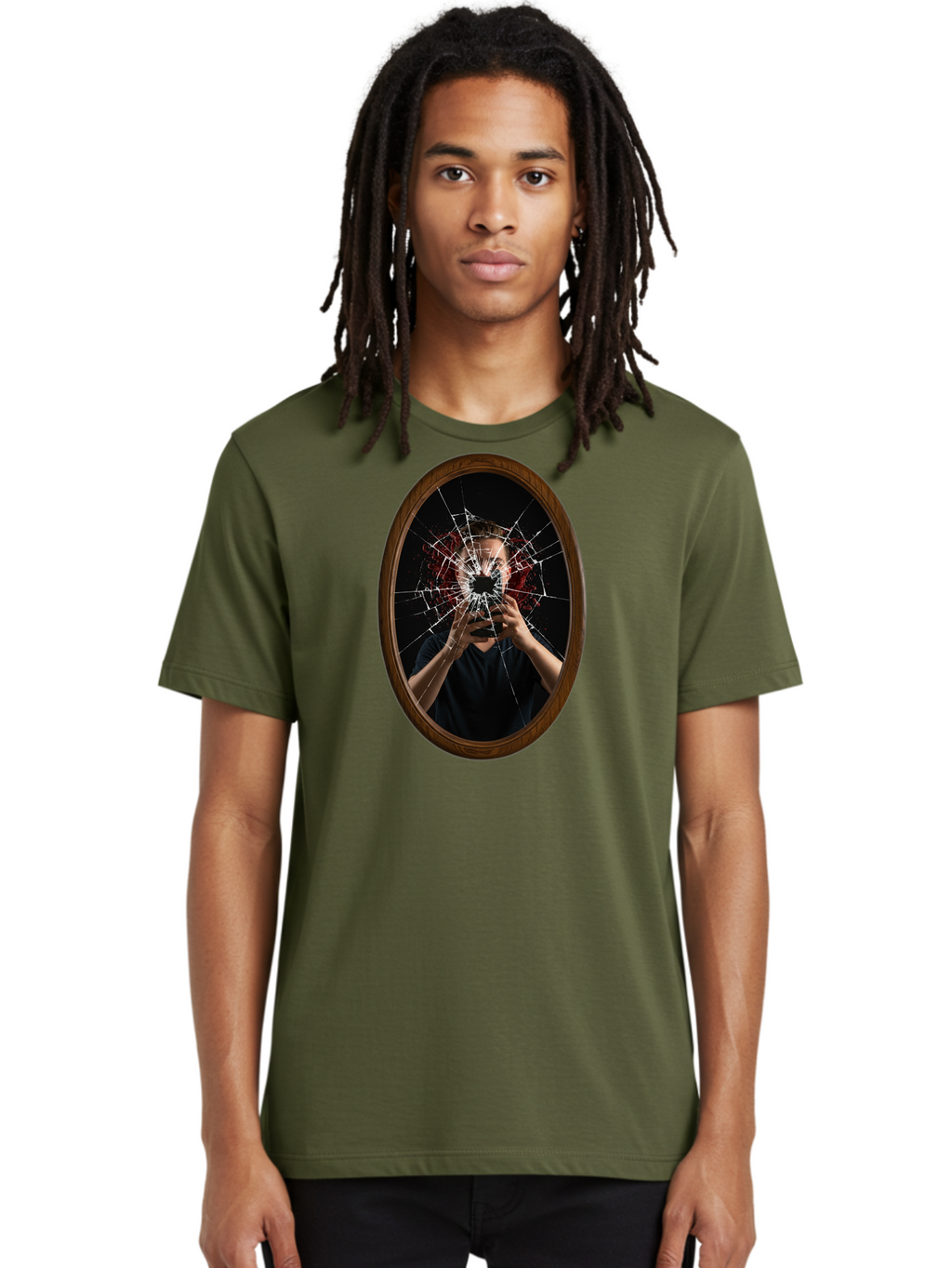 Broken-Mirror-Man Men'S Graphic Tee, 100% Cotton, Comfortable Casual Summer Wear, Machine Washable, Vintage Camera, Old Camera, Antique Camera, Black Camera, Classic Photography, Photography Equipment, Nostalgic Device, Film Camera, Camera Art Bao151