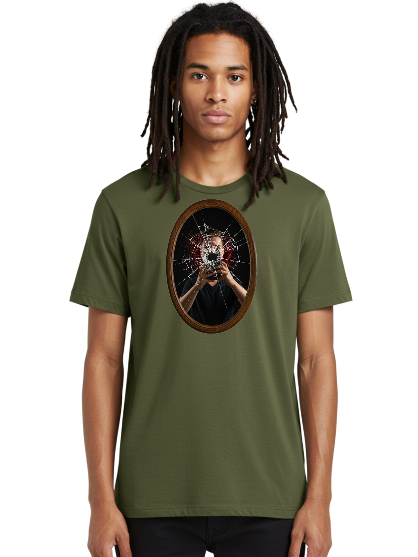 Broken-Mirror-Man Men'S Graphic Tee, 100% Cotton, Comfortable Casual Summer Wear, Machine Washable, Vintage Camera, Old Camera, Antique Camera, Black Camera, Classic Photography, Photography Equipment, Nostalgic Device, Film Camera, Camera Art Bao151