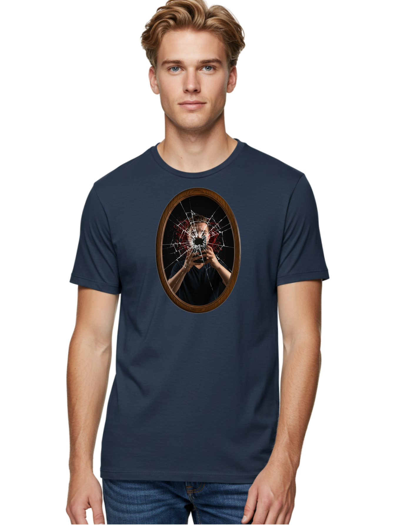Broken-Mirror-Man Men'S Graphic Tee, 100% Cotton, Comfortable Casual Summer Wear, Machine Washable, Vintage Camera, Old Camera, Antique Camera, Black Camera, Classic Photography, Photography Equipment, Nostalgic Device, Film Camera, Camera Art Bao151