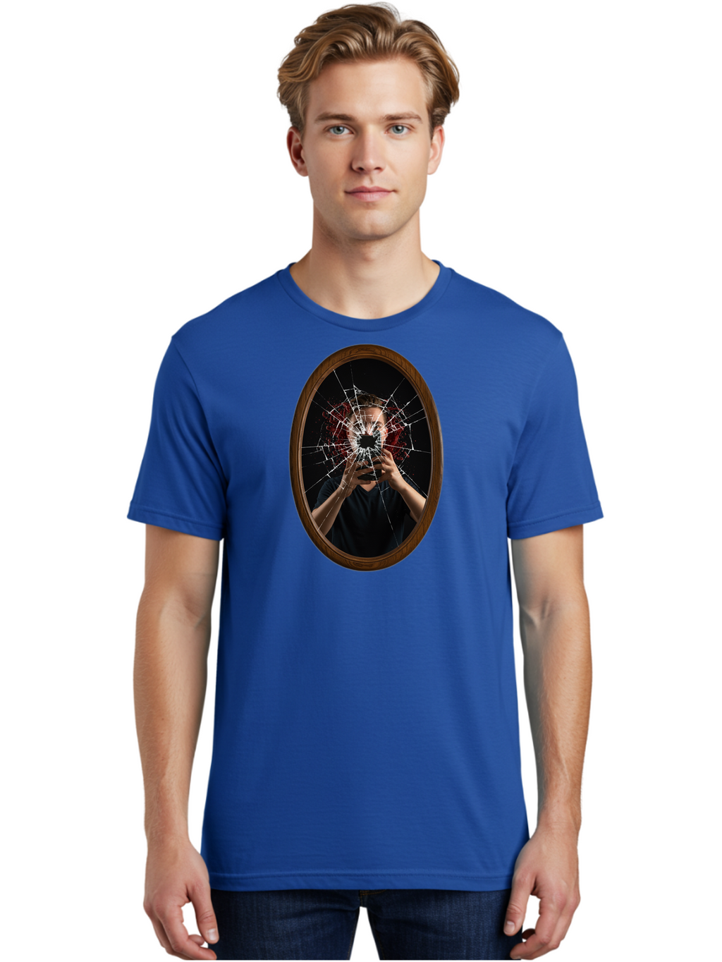 Broken-Mirror-Man Men'S Graphic Tee, 100% Cotton, Comfortable Casual Summer Wear, Machine Washable, Vintage Camera, Old Camera, Antique Camera, Black Camera, Classic Photography, Photography Equipment, Nostalgic Device, Film Camera, Camera Art Bao151