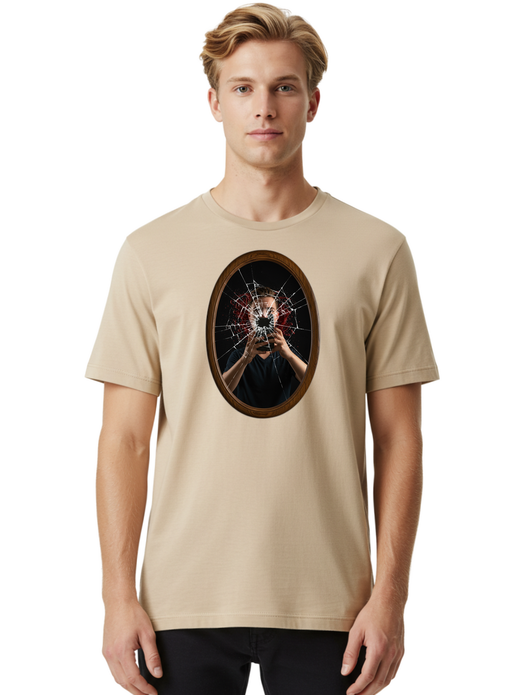 Broken-Mirror-Man Men'S Graphic Tee, 100% Cotton, Comfortable Casual Summer Wear, Machine Washable, Vintage Camera, Old Camera, Antique Camera, Black Camera, Classic Photography, Photography Equipment, Nostalgic Device, Film Camera, Camera Art Bao151