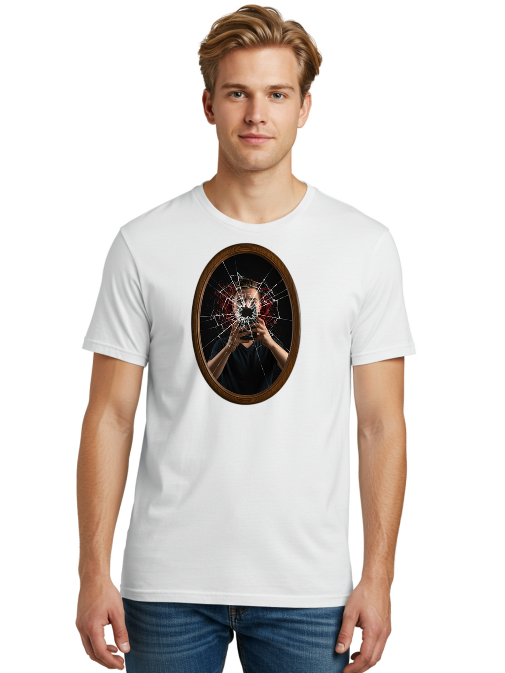 Broken-Mirror-Man Men'S Graphic Tee, 100% Cotton, Comfortable Casual Summer Wear, Machine Washable, Vintage Camera, Old Camera, Antique Camera, Black Camera, Classic Photography, Photography Equipment, Nostalgic Device, Film Camera, Camera Art Bao151