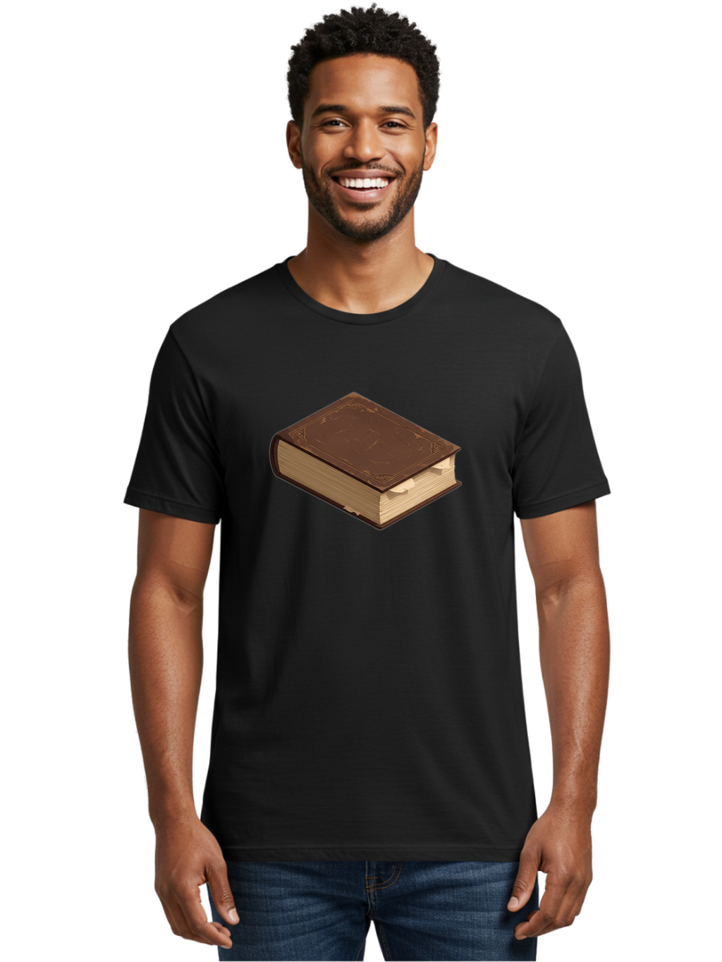 Brown-Leather-Book Men'S Graphic Tee, 100% Cotton, Comfortable Casual Summer Wear, Machine Washable, Vintage Camera, Old Camera, Antique Camera, Black Camera, Classic Photography, Photography Equipment, Nostalgic Device, Film Camera, Bao154