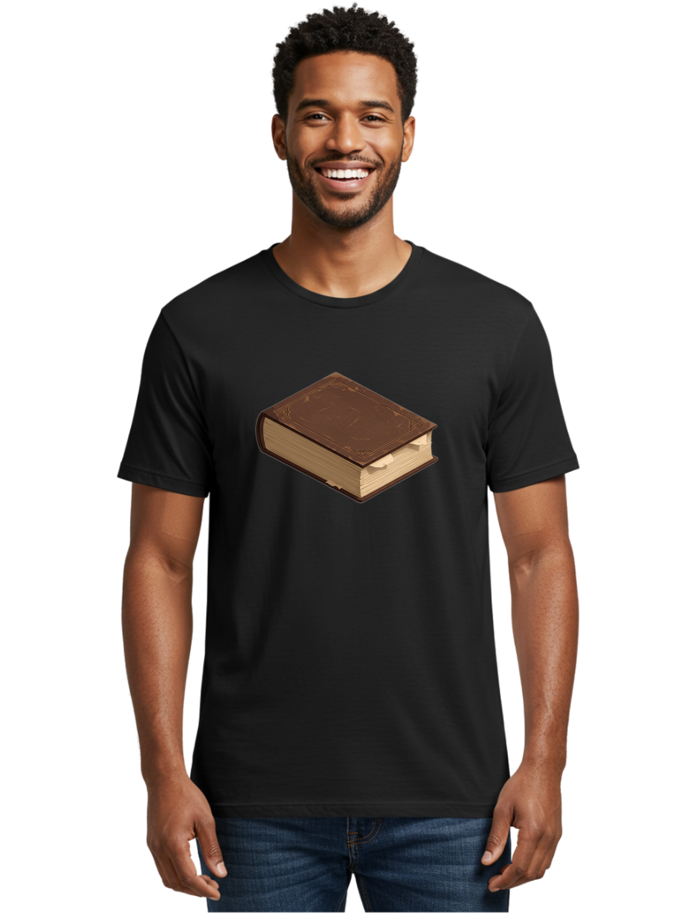 Brown-Leather-Book Men'S Graphic Tee, 100% Cotton, Comfortable Casual Summer Wear, Machine Washable, Vintage Camera, Old Camera, Antique Camera, Black Camera, Classic Photography, Photography Equipment, Nostalgic Device, Film Camera, Bao154