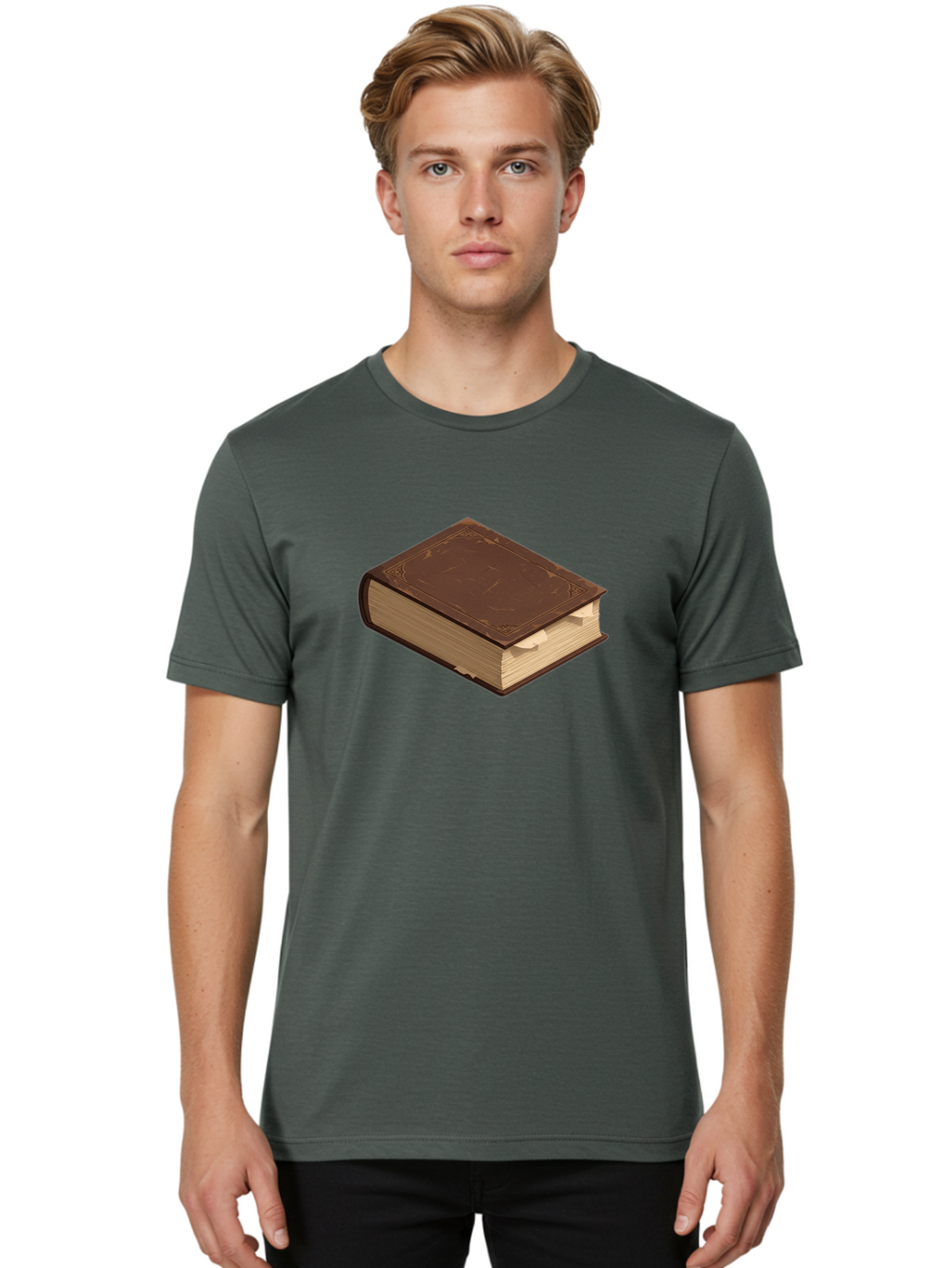 Brown-Leather-Book Men'S Graphic Tee, 100% Cotton, Comfortable Casual Summer Wear, Machine Washable, Vintage Camera, Old Camera, Antique Camera, Black Camera, Classic Photography, Photography Equipment, Nostalgic Device, Film Camera, Bao154