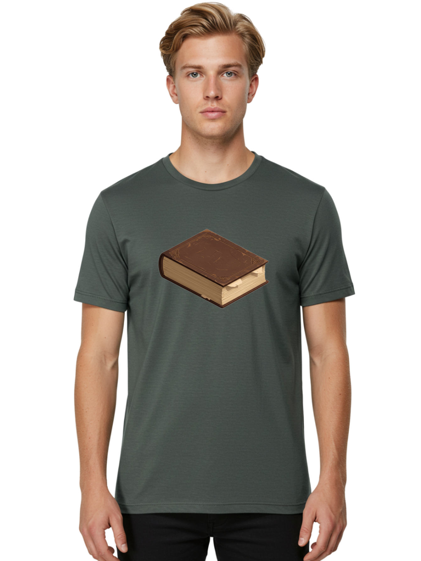 Brown-Leather-Book Men'S Graphic Tee, 100% Cotton, Comfortable Casual Summer Wear, Machine Washable, Vintage Camera, Old Camera, Antique Camera, Black Camera, Classic Photography, Photography Equipment, Nostalgic Device, Film Camera, Bao154