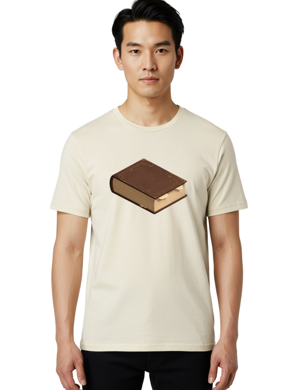 Brown-Leather-Book Men'S Graphic Tee, 100% Cotton, Comfortable Casual Summer Wear, Machine Washable, Vintage Camera, Old Camera, Antique Camera, Black Camera, Classic Photography, Photography Equipment, Nostalgic Device, Film Camera, Bao154