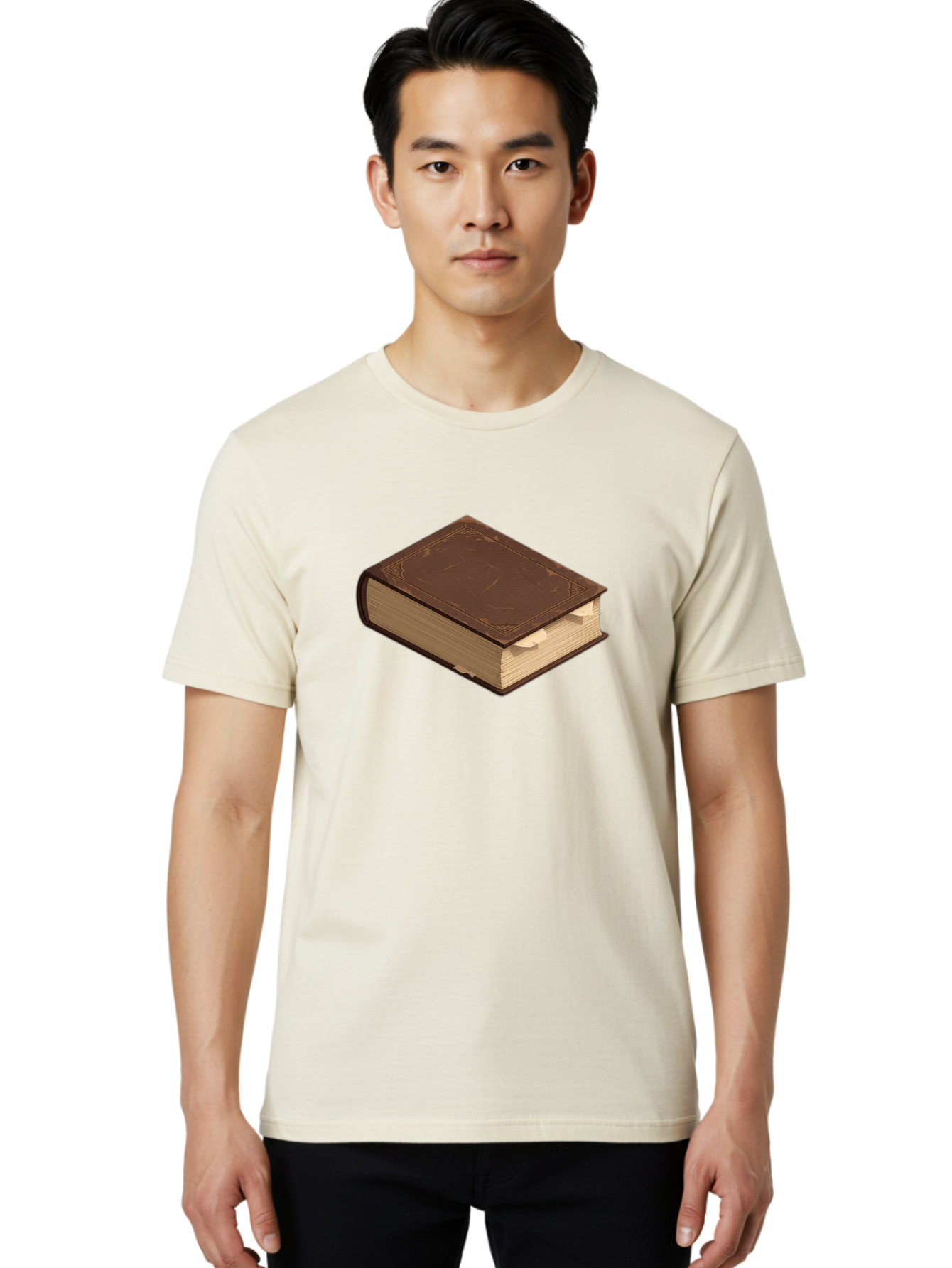 Brown-Leather-Book Men'S Graphic Tee, 100% Cotton, Comfortable Casual Summer Wear, Machine Washable, Vintage Camera, Old Camera, Antique Camera, Black Camera, Classic Photography, Photography Equipment, Nostalgic Device, Film Camera, Bao154