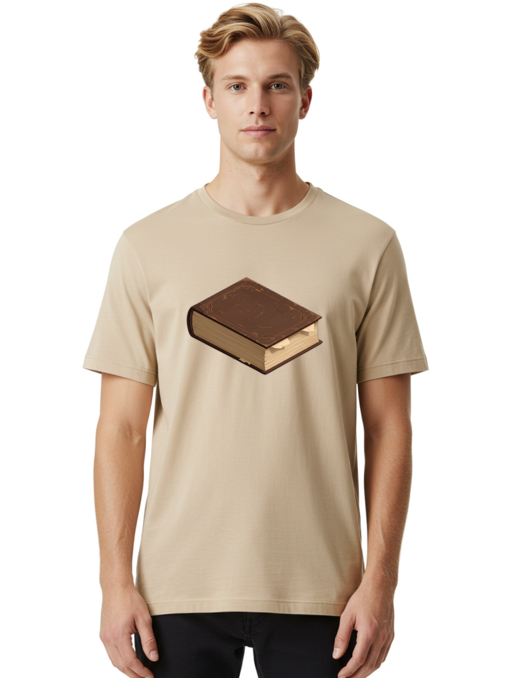 Brown-Leather-Book Men'S Graphic Tee, 100% Cotton, Comfortable Casual Summer Wear, Machine Washable, Vintage Camera, Old Camera, Antique Camera, Black Camera, Classic Photography, Photography Equipment, Nostalgic Device, Film Camera, Bao154