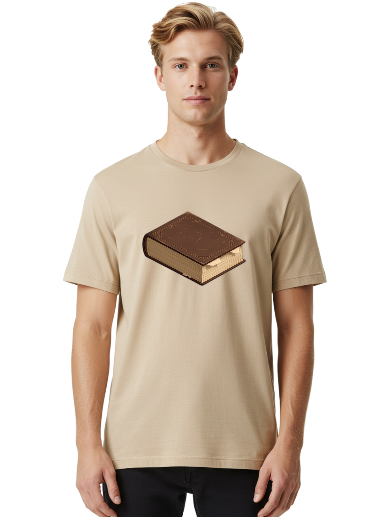 Brown-Leather-Book Men'S Graphic Tee, 100% Cotton, Comfortable Casual Summer Wear, Machine Washable, Vintage Camera, Old Camera, Antique Camera, Black Camera, Classic Photography, Photography Equipment, Nostalgic Device, Film Camera, Bao154