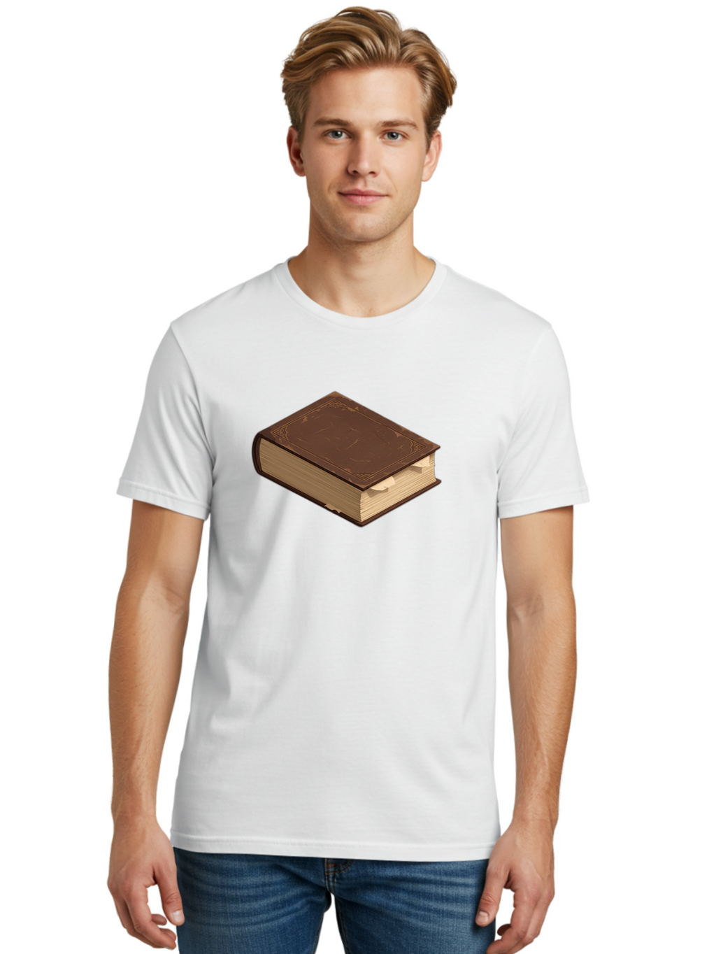 Brown-Leather-Book Men'S Graphic Tee, 100% Cotton, Comfortable Casual Summer Wear, Machine Washable, Vintage Camera, Old Camera, Antique Camera, Black Camera, Classic Photography, Photography Equipment, Nostalgic Device, Film Camera, Bao154