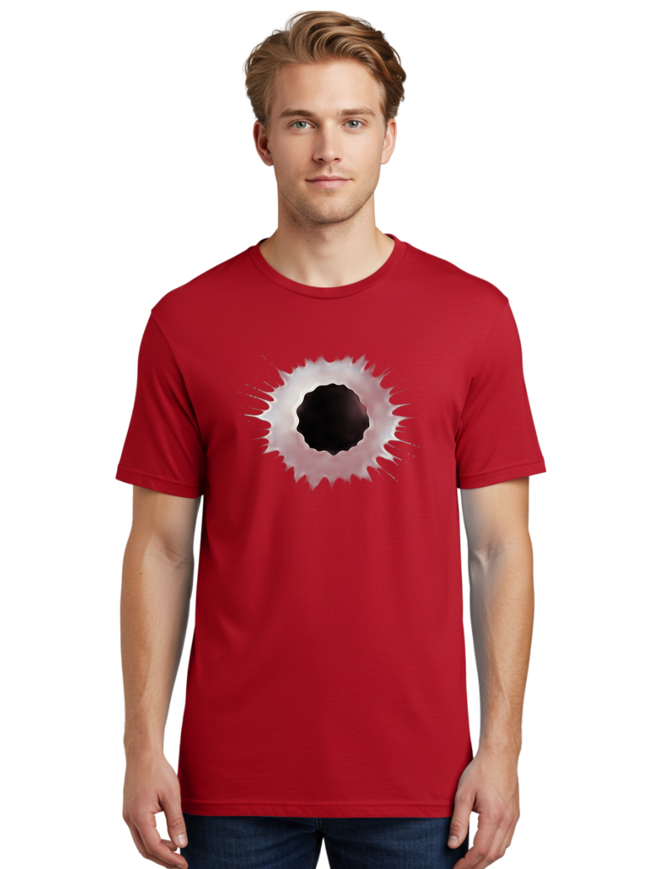 Bullet-Hole Men'S Graphic Tee, 100% Cotton, Comfortable Casual Summer Wear, Machine Washable, Vintage Camera, Old Camera, Antique Camera, Black Camera, Classic Photography, Photography Equipment, Nostalgic Device, Film Camera, Camera Art Bao155