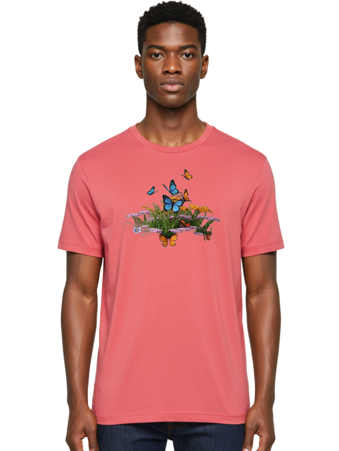 Butterflies-On-Flowers Men'S Graphic Tee, 100% Cotton, Comfortable Casual Summer Wear, Machine Washable, Vintage Camera, Old Camera, Antique Camera, Black Camera, Classic Photography, Photography Equipment, Nostalgic Device, Film Camera, Bao160
