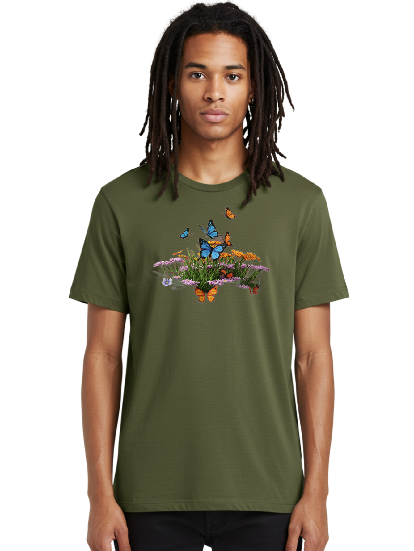 Butterflies-On-Flowers Men'S Graphic Tee, 100% Cotton, Comfortable Casual Summer Wear, Machine Washable, Vintage Camera, Old Camera, Antique Camera, Black Camera, Classic Photography, Photography Equipment, Nostalgic Device, Film Camera, Bao160