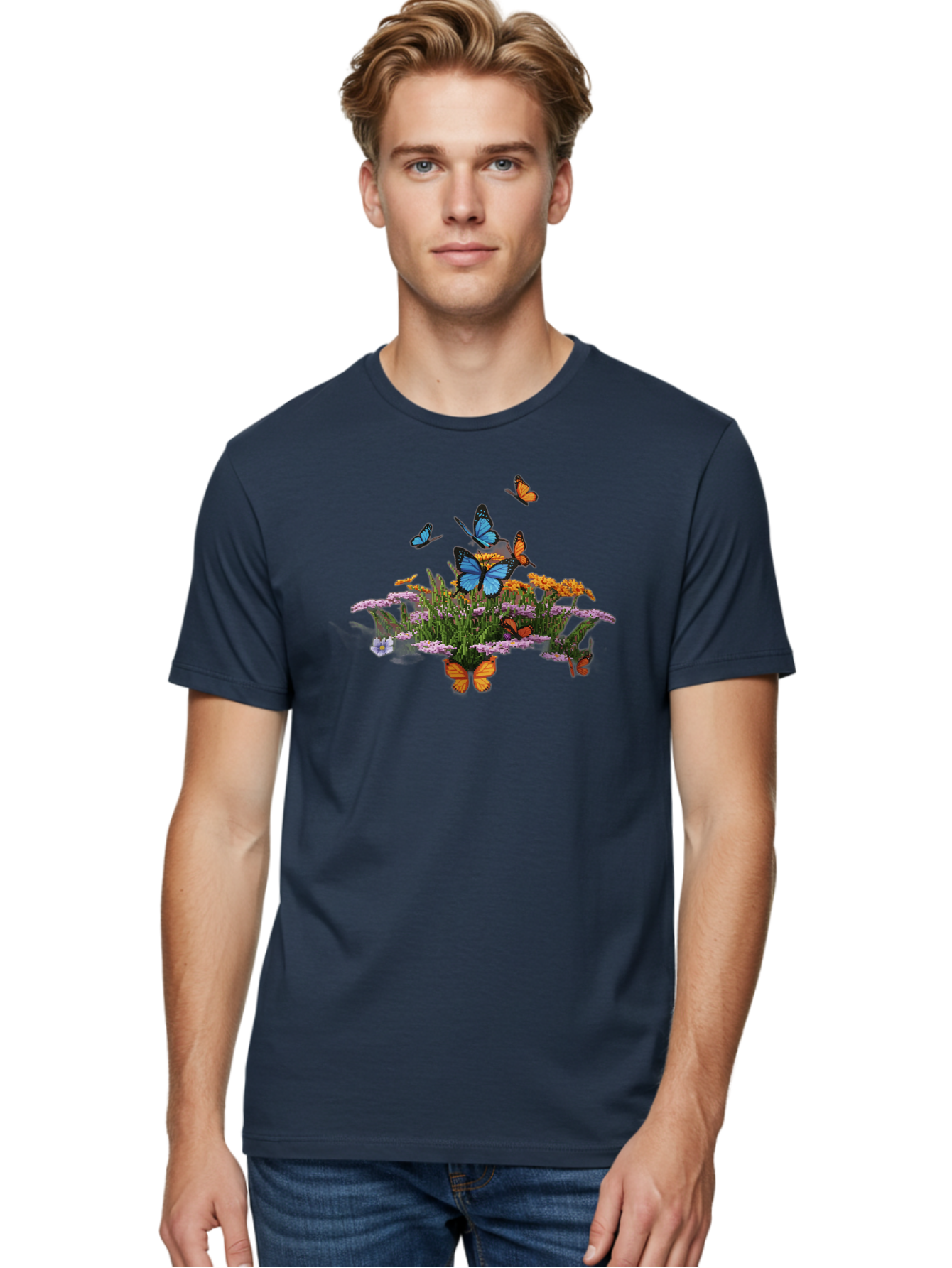 Butterflies-On-Flowers Men'S Graphic Tee, 100% Cotton, Comfortable Casual Summer Wear, Machine Washable, Vintage Camera, Old Camera, Antique Camera, Black Camera, Classic Photography, Photography Equipment, Nostalgic Device, Film Camera, Bao160