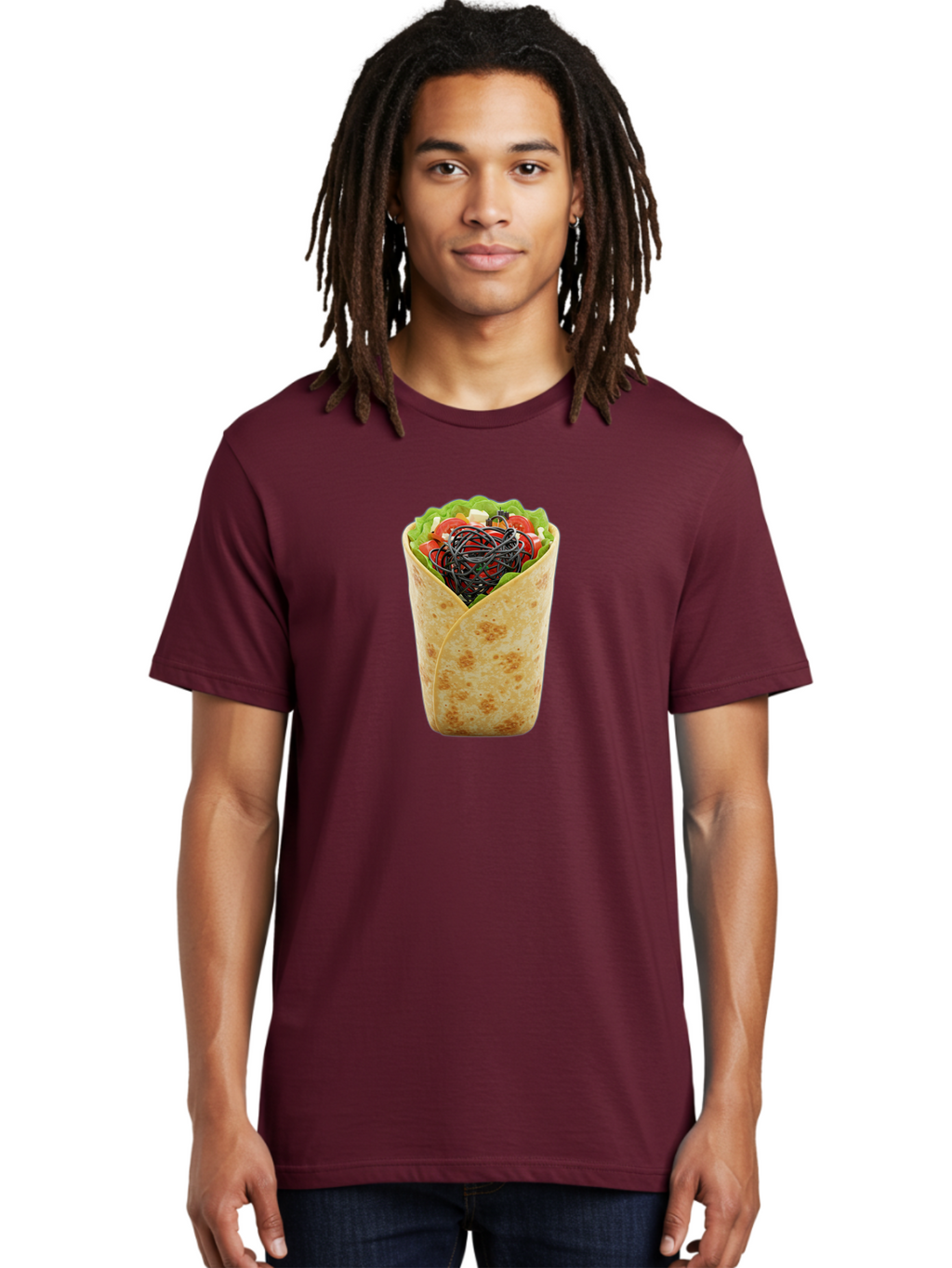 Cable-Wrapped-In-Tortilla Men'S Graphic Tee, 100% Cotton, Comfortable Casual Summer Wear, Machine Washable, Vintage Camera, Old Camera, Antique Camera, Black Camera, Classic Photography, Photography Equipment, Nostalgic Device, Film Camera, Bao163