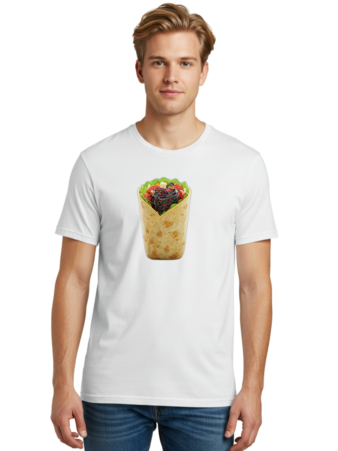 Cable-Wrapped-In-Tortilla Men'S Graphic Tee, 100% Cotton, Comfortable Casual Summer Wear, Machine Washable, Vintage Camera, Old Camera, Antique Camera, Black Camera, Classic Photography, Photography Equipment, Nostalgic Device, Film Camera, Bao163