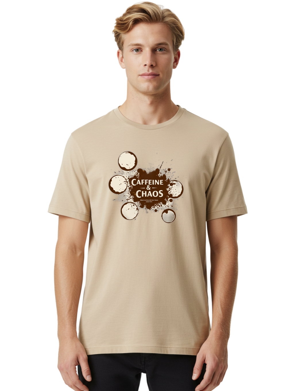 Caffeine-Chaos-1 Men'S Graphic Tee, 100% Cotton, Comfortable Casual Summer Wear, Machine Washable, Vintage Camera, Old Camera, Antique Camera, Black Camera, Classic Photography, Photography Equipment, Nostalgic Device, Film Camera, Camera Art Bao167