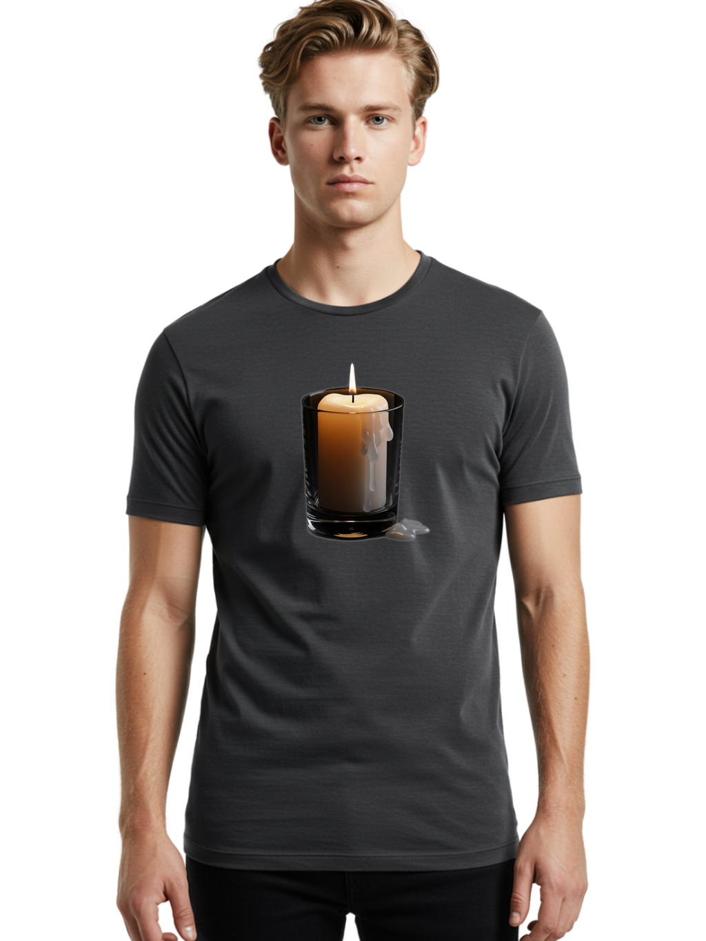 Candle-In-Glass-Holder-2 Men'S Graphic Tee, 100% Cotton, Comfortable Casual Summer Wear, Machine Washable, Vintage Camera, Old Camera, Antique Camera, Black Camera, Classic Photography, Photography Equipment, Nostalgic Device, Film Camera, Bao177