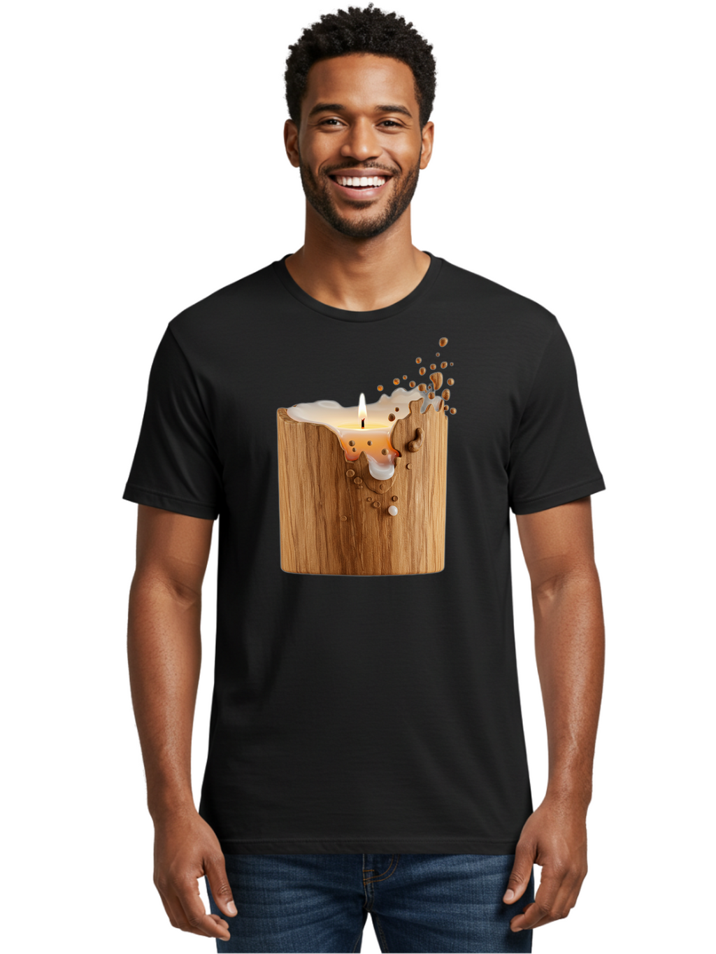 Candle-In-Wood Men'S Graphic Tee, 100% Cotton, Comfortable Casual Summer Wear, Machine Washable, Vintage Camera, Old Camera, Antique Camera, Black Camera, Classic Photography, Photography Equipment, Nostalgic Device, Film Camera, Camera Art Bao184