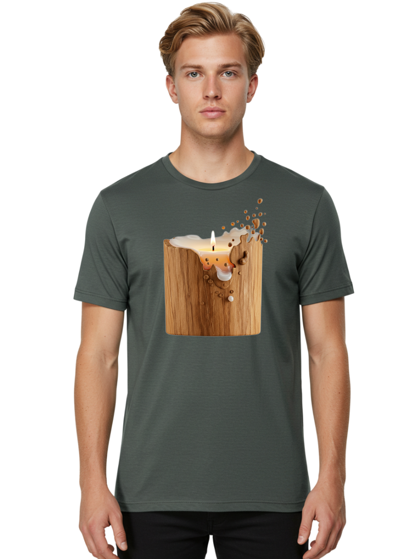 Candle-In-Wood Men'S Graphic Tee, 100% Cotton, Comfortable Casual Summer Wear, Machine Washable, Vintage Camera, Old Camera, Antique Camera, Black Camera, Classic Photography, Photography Equipment, Nostalgic Device, Film Camera, Camera Art Bao184