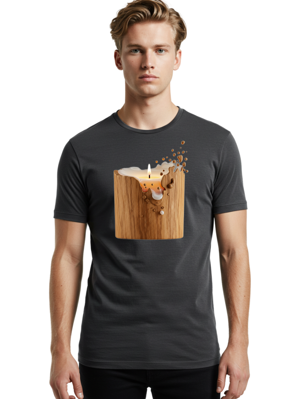 Candle-In-Wood Men'S Graphic Tee, 100% Cotton, Comfortable Casual Summer Wear, Machine Washable, Vintage Camera, Old Camera, Antique Camera, Black Camera, Classic Photography, Photography Equipment, Nostalgic Device, Film Camera, Camera Art Bao184