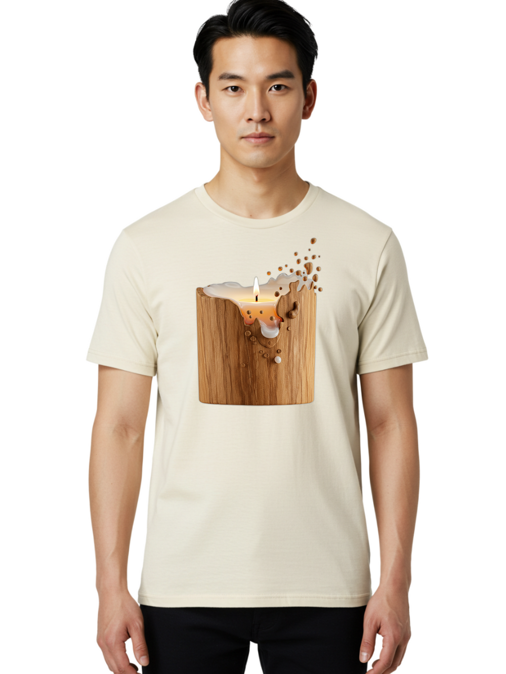 Candle-In-Wood Men'S Graphic Tee, 100% Cotton, Comfortable Casual Summer Wear, Machine Washable, Vintage Camera, Old Camera, Antique Camera, Black Camera, Classic Photography, Photography Equipment, Nostalgic Device, Film Camera, Camera Art Bao184