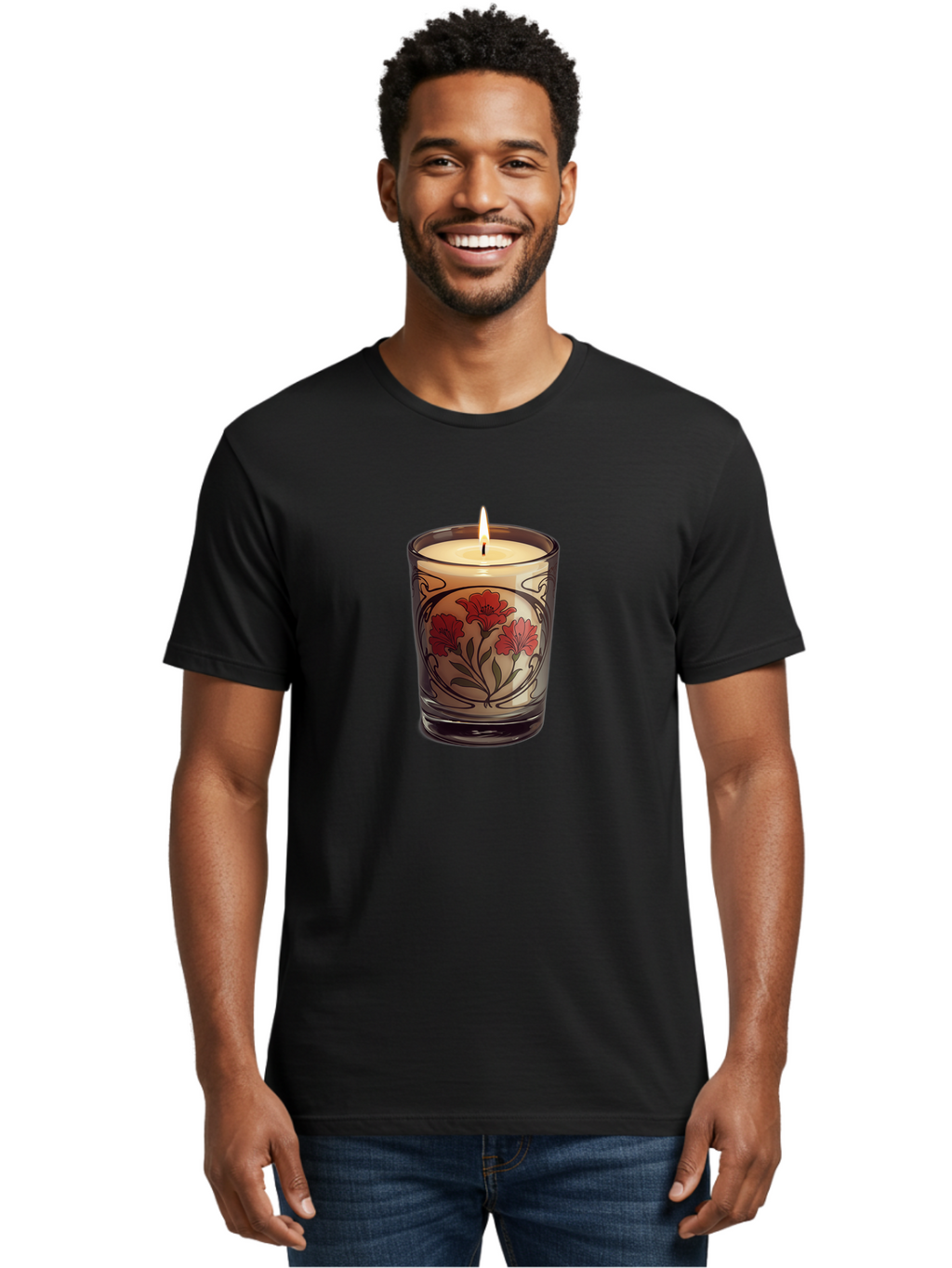 Candle-With-Red-Flowers Men'S Graphic Tee, 100% Cotton, Comfortable Casual Summer Wear, Machine Washable, Vintage Camera, Old Camera, Antique Camera, Black Camera, Classic Photography, Photography Equipment, Nostalgic Device, Film Camera, Bao185