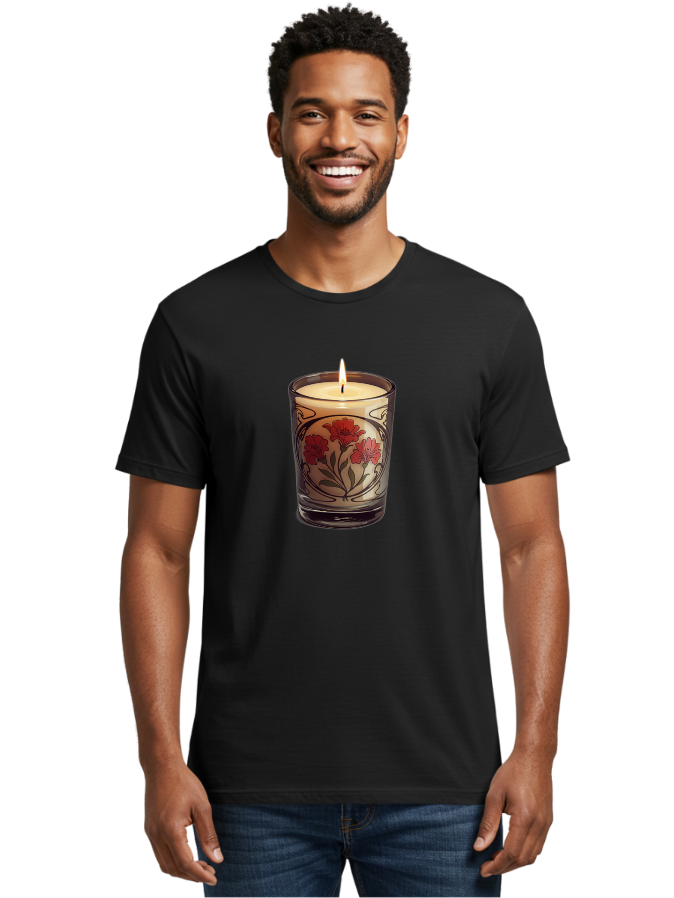 Candle-With-Red-Flowers Men'S Graphic Tee, 100% Cotton, Comfortable Casual Summer Wear, Machine Washable, Vintage Camera, Old Camera, Antique Camera, Black Camera, Classic Photography, Photography Equipment, Nostalgic Device, Film Camera, Bao185