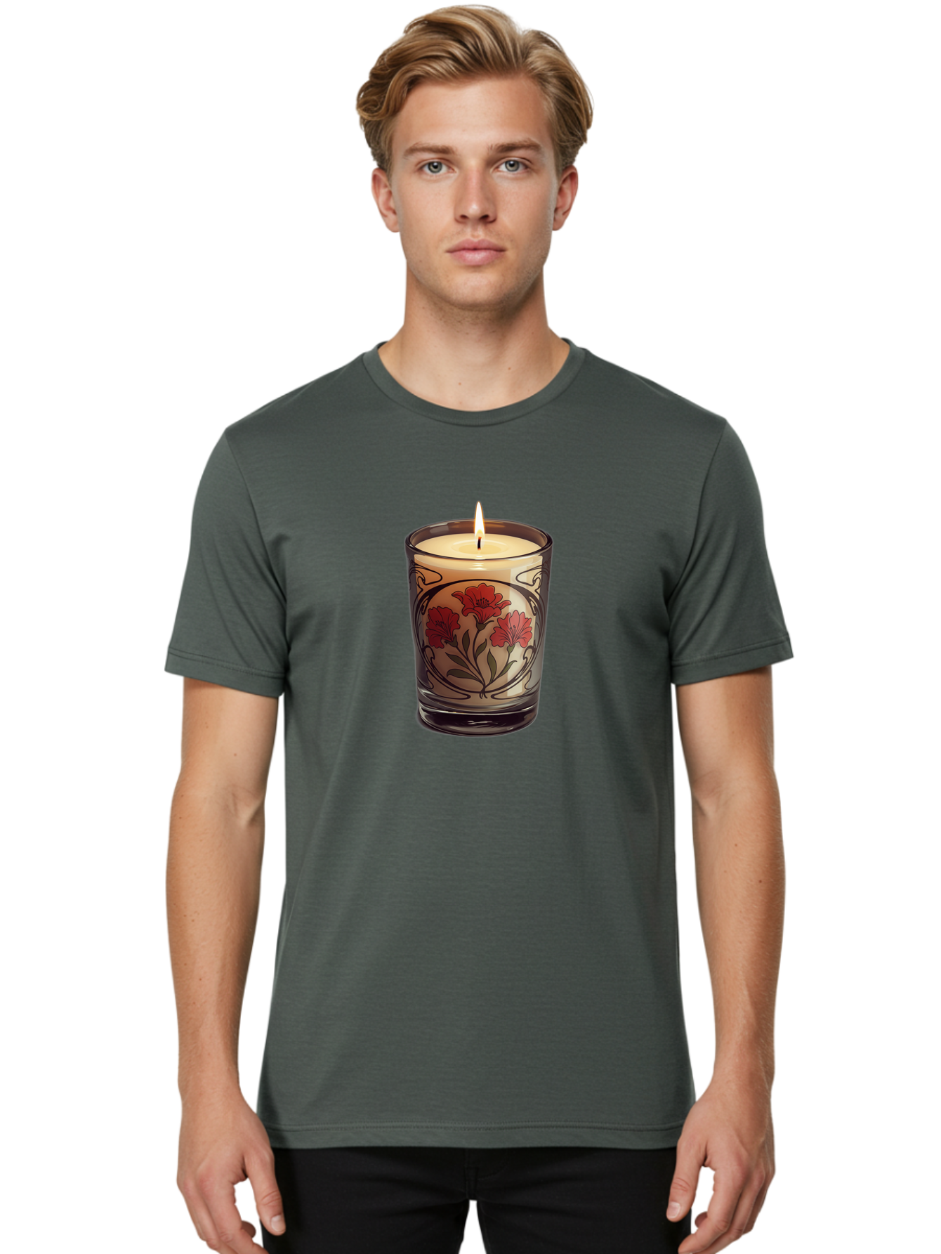 Candle-With-Red-Flowers Men'S Graphic Tee, 100% Cotton, Comfortable Casual Summer Wear, Machine Washable, Vintage Camera, Old Camera, Antique Camera, Black Camera, Classic Photography, Photography Equipment, Nostalgic Device, Film Camera, Bao185