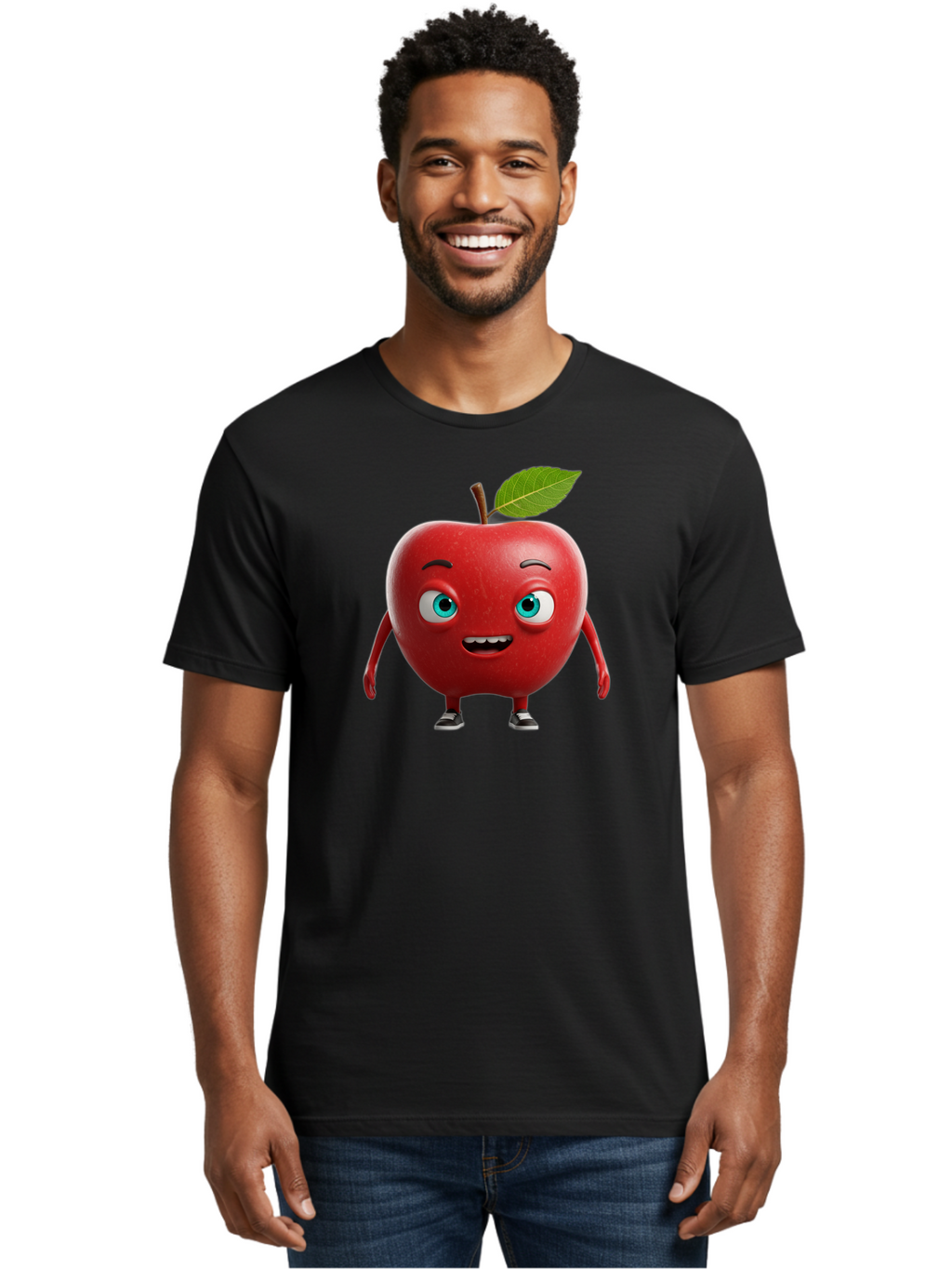 Cartoon-Apple-Character Men'S Graphic Tee, 100% Cotton, Comfortable Casual Summer Wear, Machine Washable, Vintage Camera, Old Camera, Antique Camera, Black Camera, Classic Photography, Photography Equipment, Nostalgic Device, Film Camera, Bao189