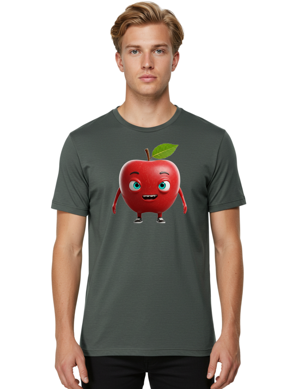 Cartoon-Apple-Character Men'S Graphic Tee, 100% Cotton, Comfortable Casual Summer Wear, Machine Washable, Vintage Camera, Old Camera, Antique Camera, Black Camera, Classic Photography, Photography Equipment, Nostalgic Device, Film Camera, Bao189
